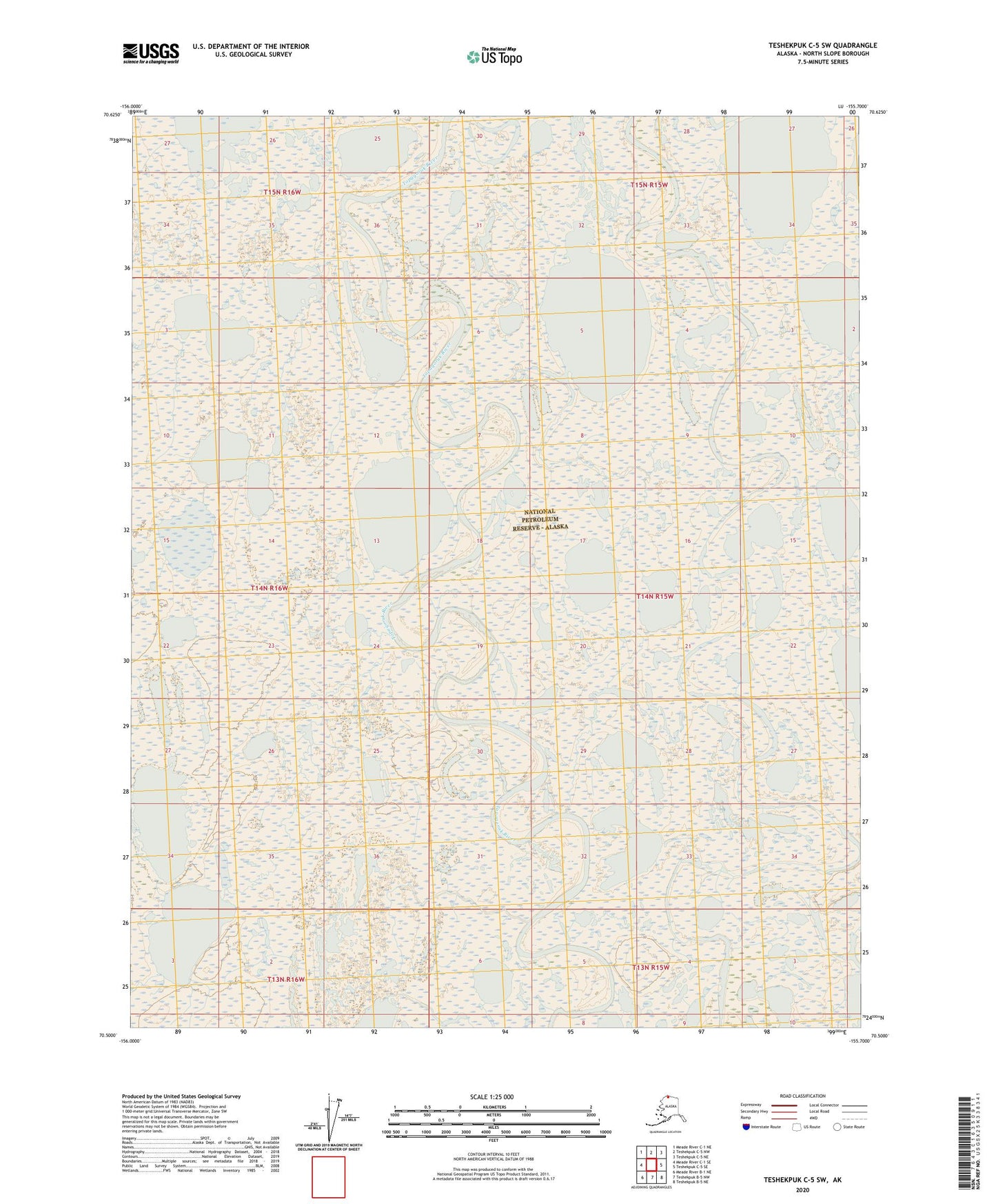 Teshekpuk C-5 SW Alaska US Topo Map Image