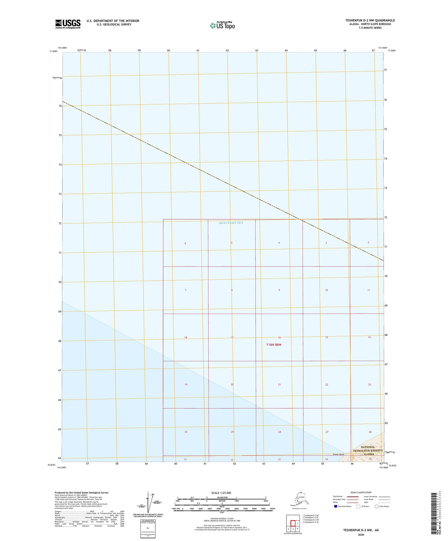 Teshekpuk D-2 NW Alaska US Topo Map Image