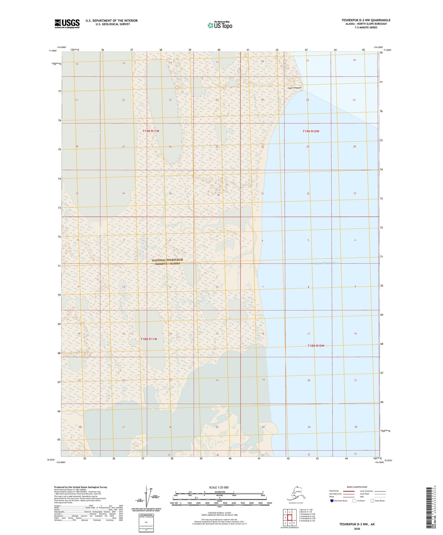 Teshekpuk D-3 NW Alaska US Topo Map Image