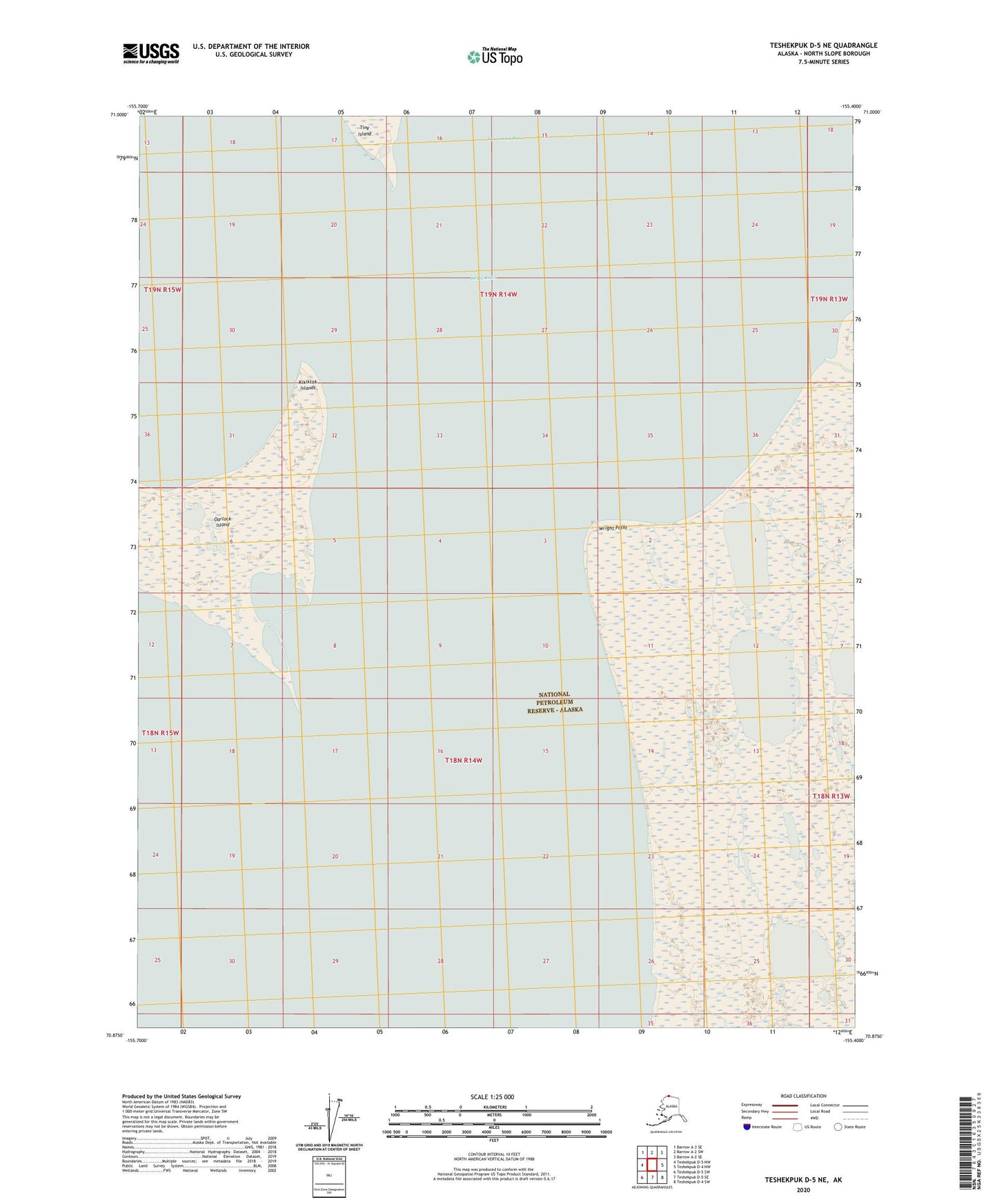 Teshekpuk D-5 NE Alaska US Topo Map Image