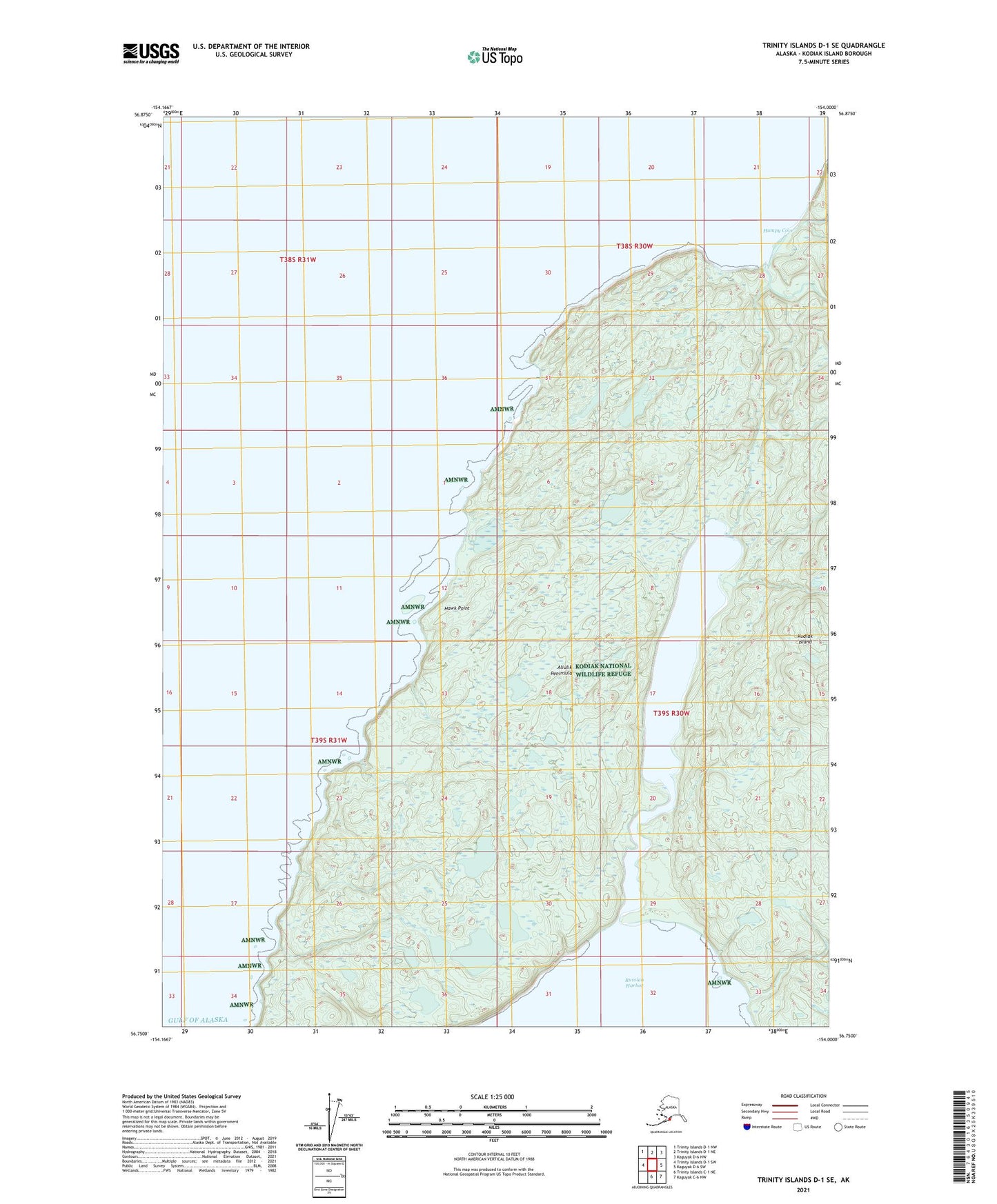 Trinity Islands D-1 SE Alaska US Topo Map Image