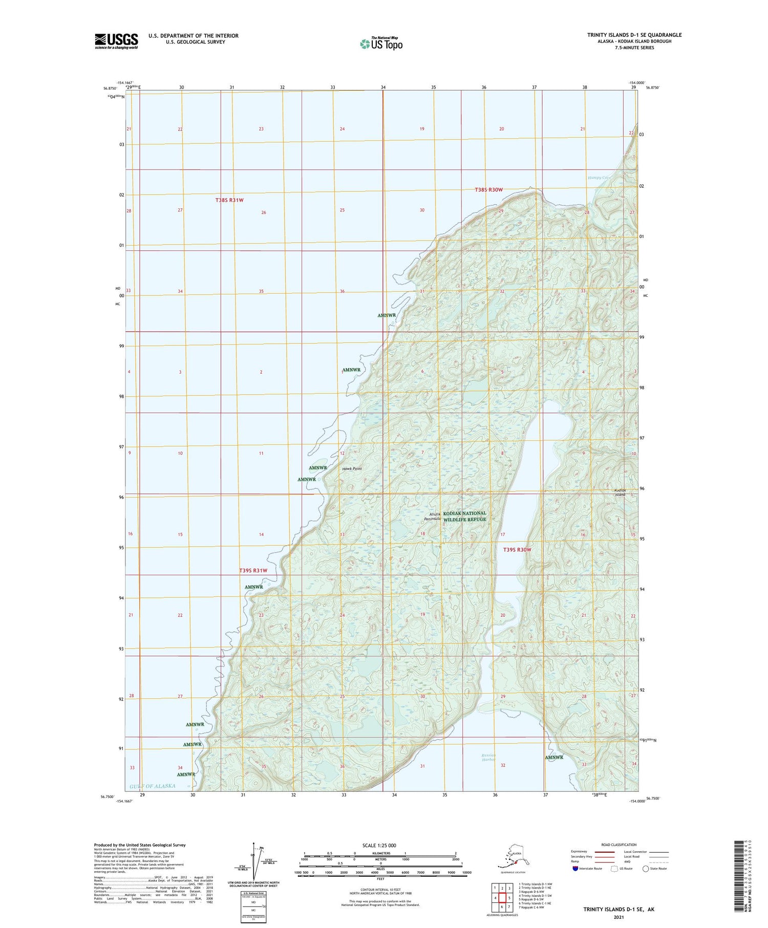 Trinity Islands D-1 SE Alaska US Topo Map Image