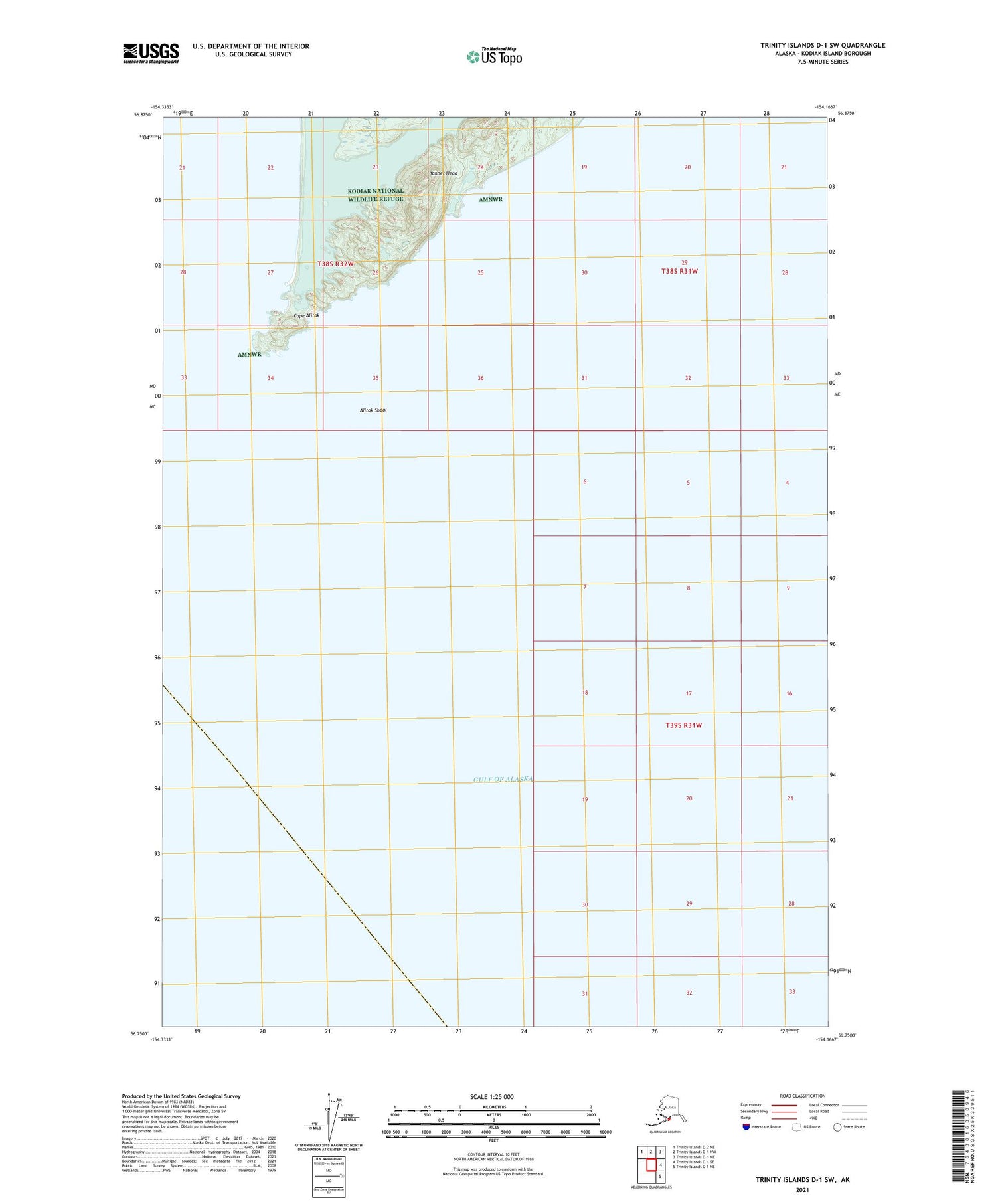 Trinity Islands D-1 SW Alaska US Topo Map Image