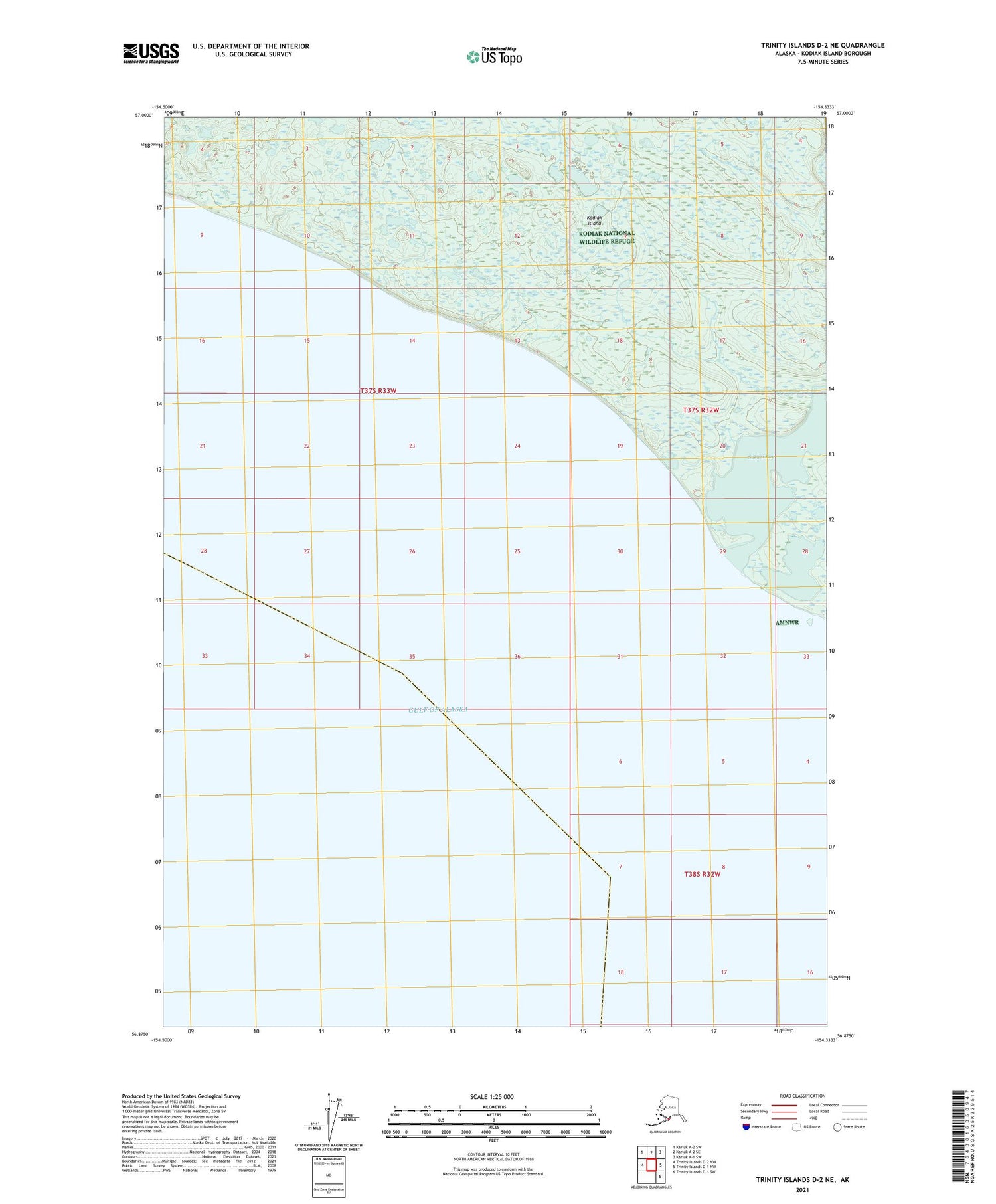 Trinity Islands D-2 NE Alaska US Topo Map Image