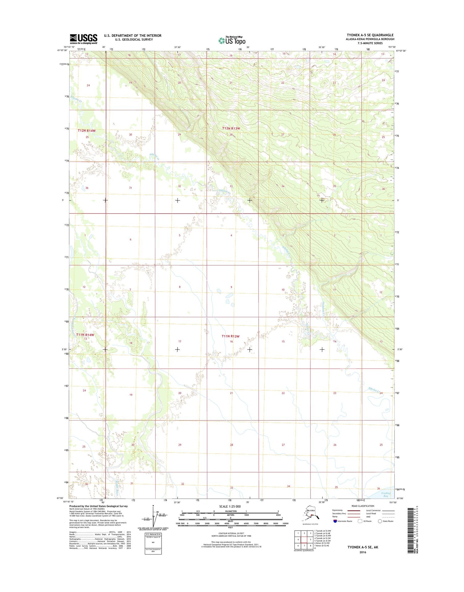 Tyonek A-5 SE Alaska US Topo Map Image