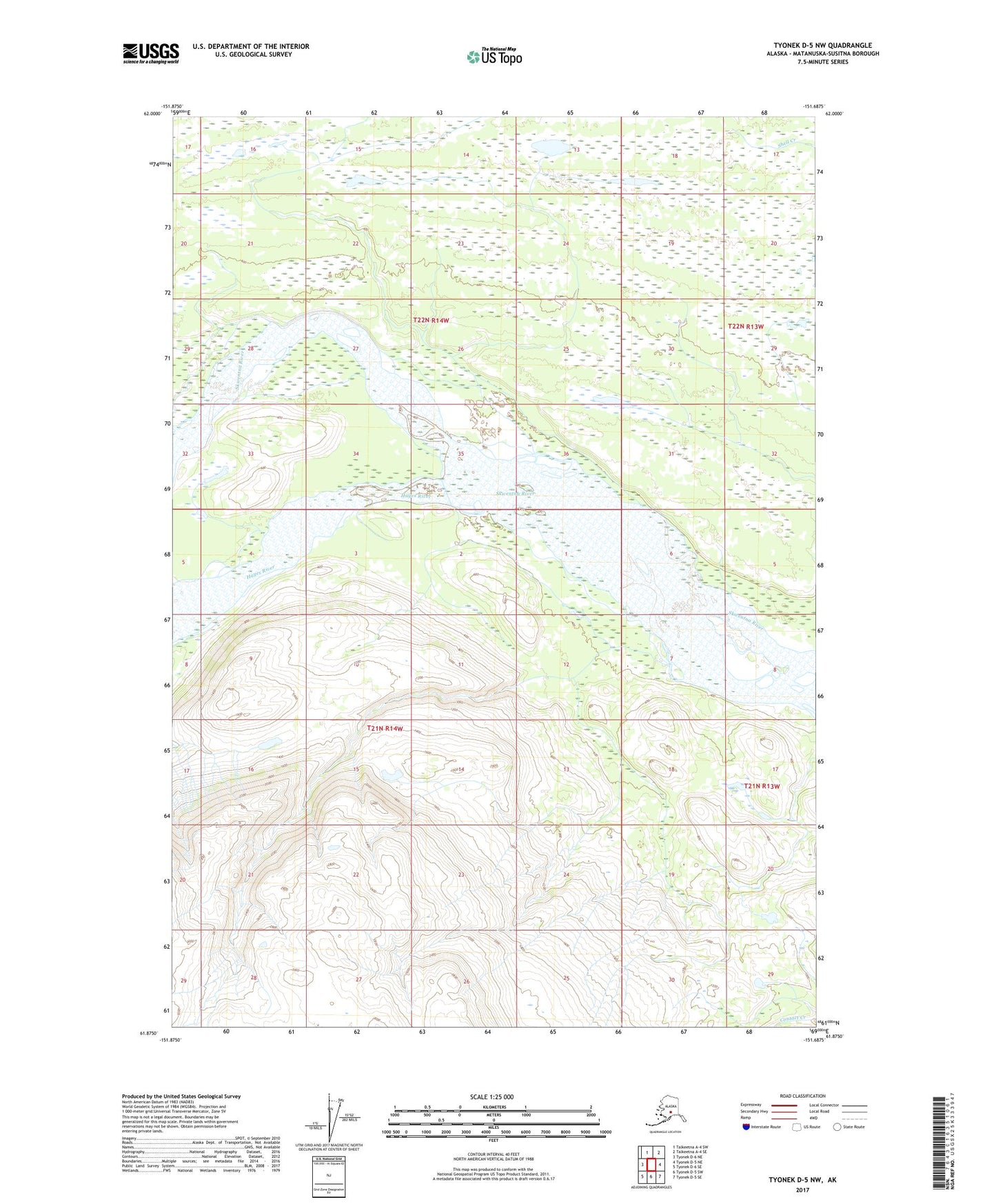 Tyonek D-5 NW Alaska US Topo Map Image