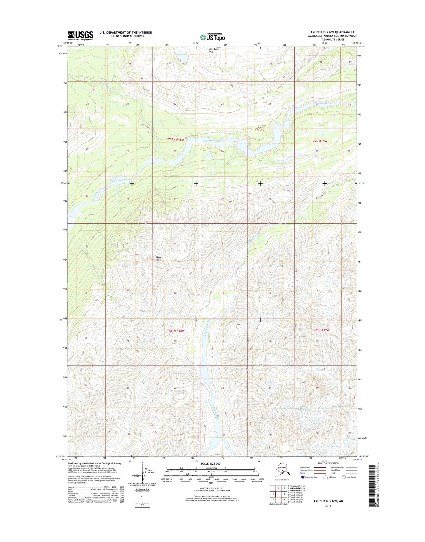 Tyonek D-7 NW Alaska US Topo Map Image