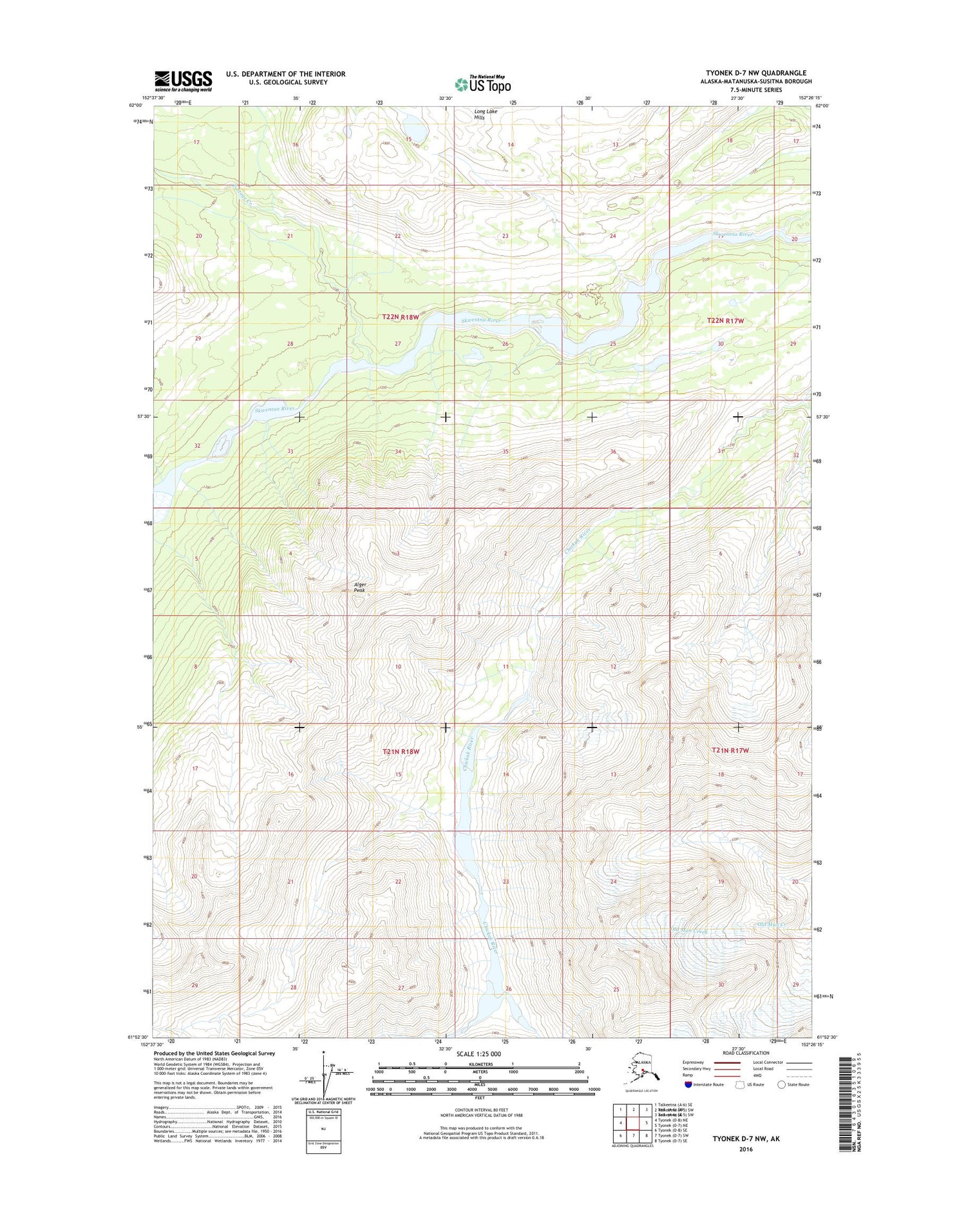 Tyonek D-7 NW Alaska US Topo Map Image
