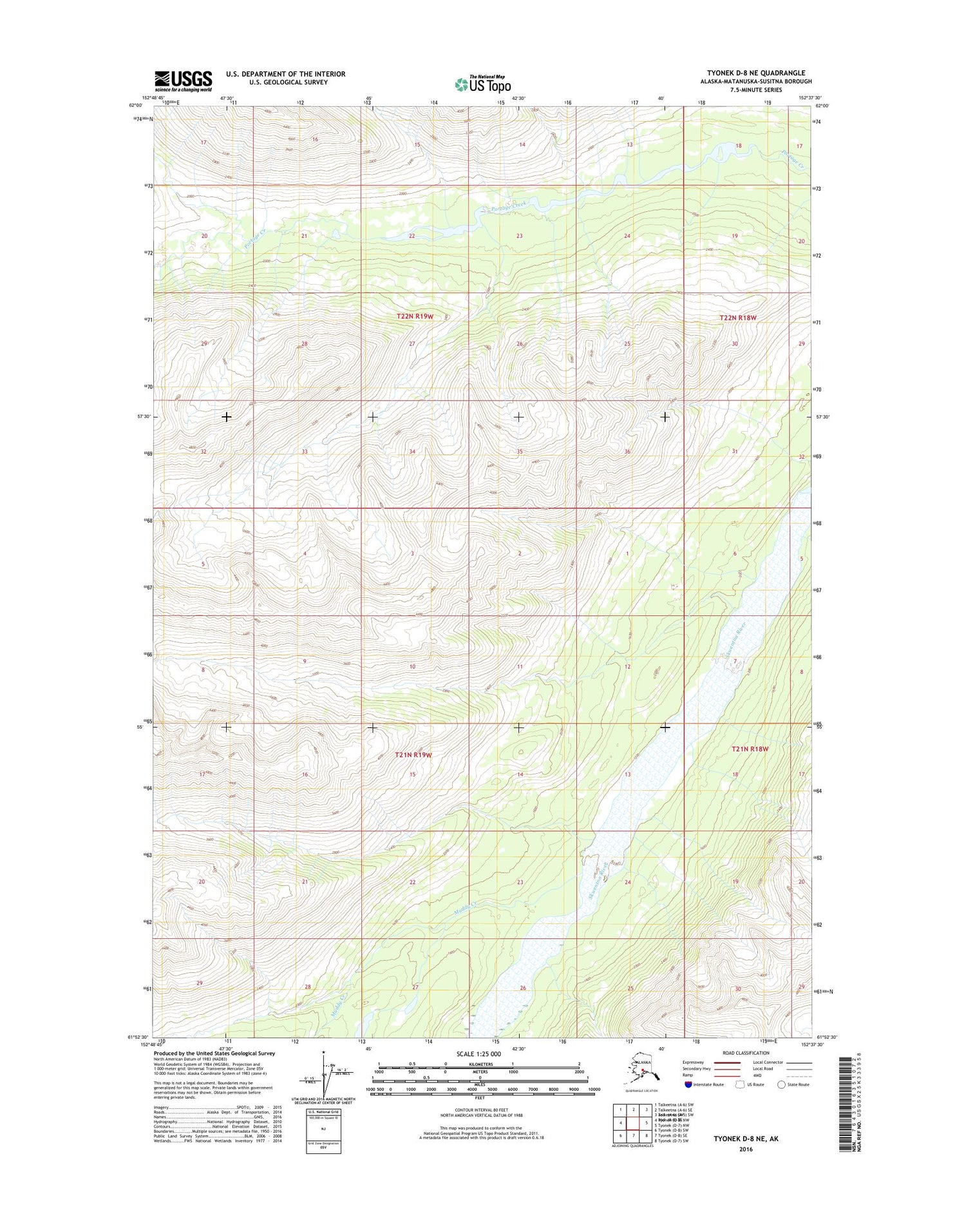 Tyonek D-8 NE Alaska US Topo Map Image