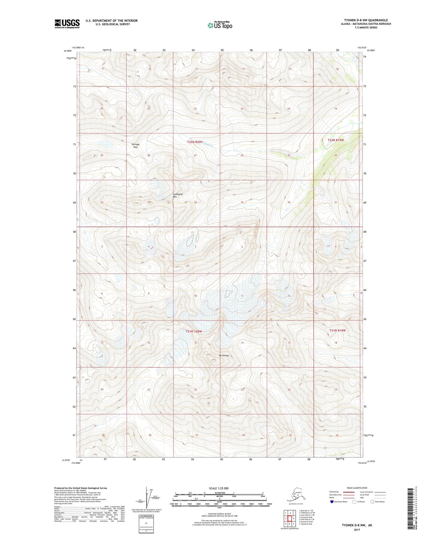 Tyonek D-8 NW Alaska US Topo Map Image