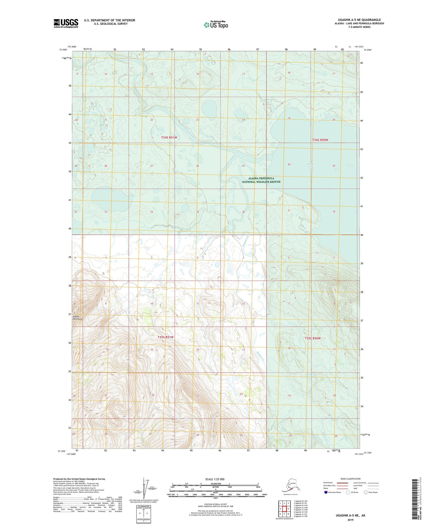 Ugashik A-5 NE Alaska US Topo Map Image