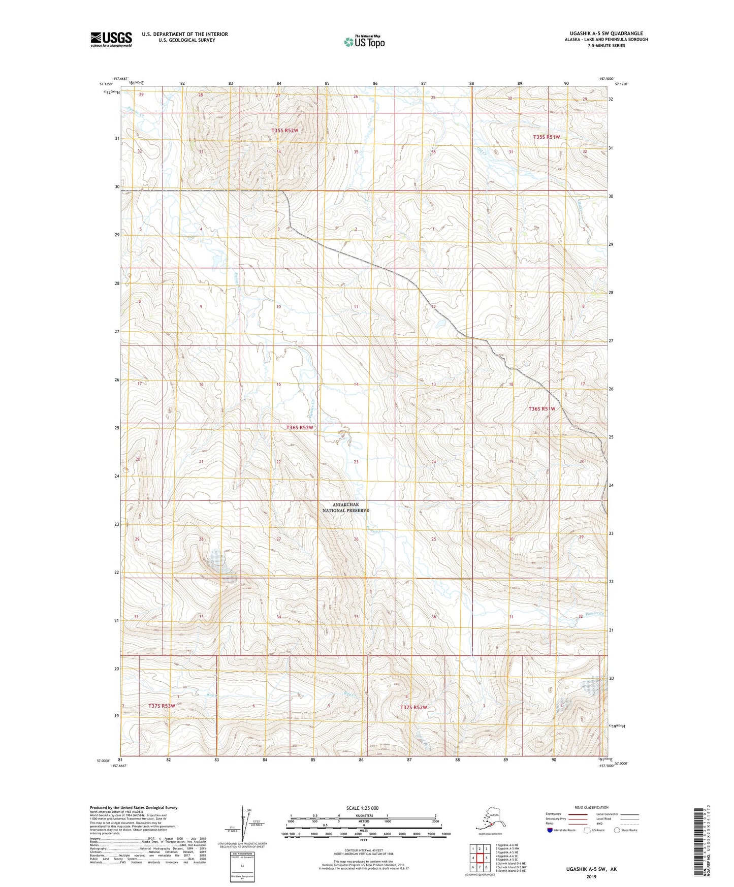 Ugashik A-5 SW Alaska US Topo Map Image