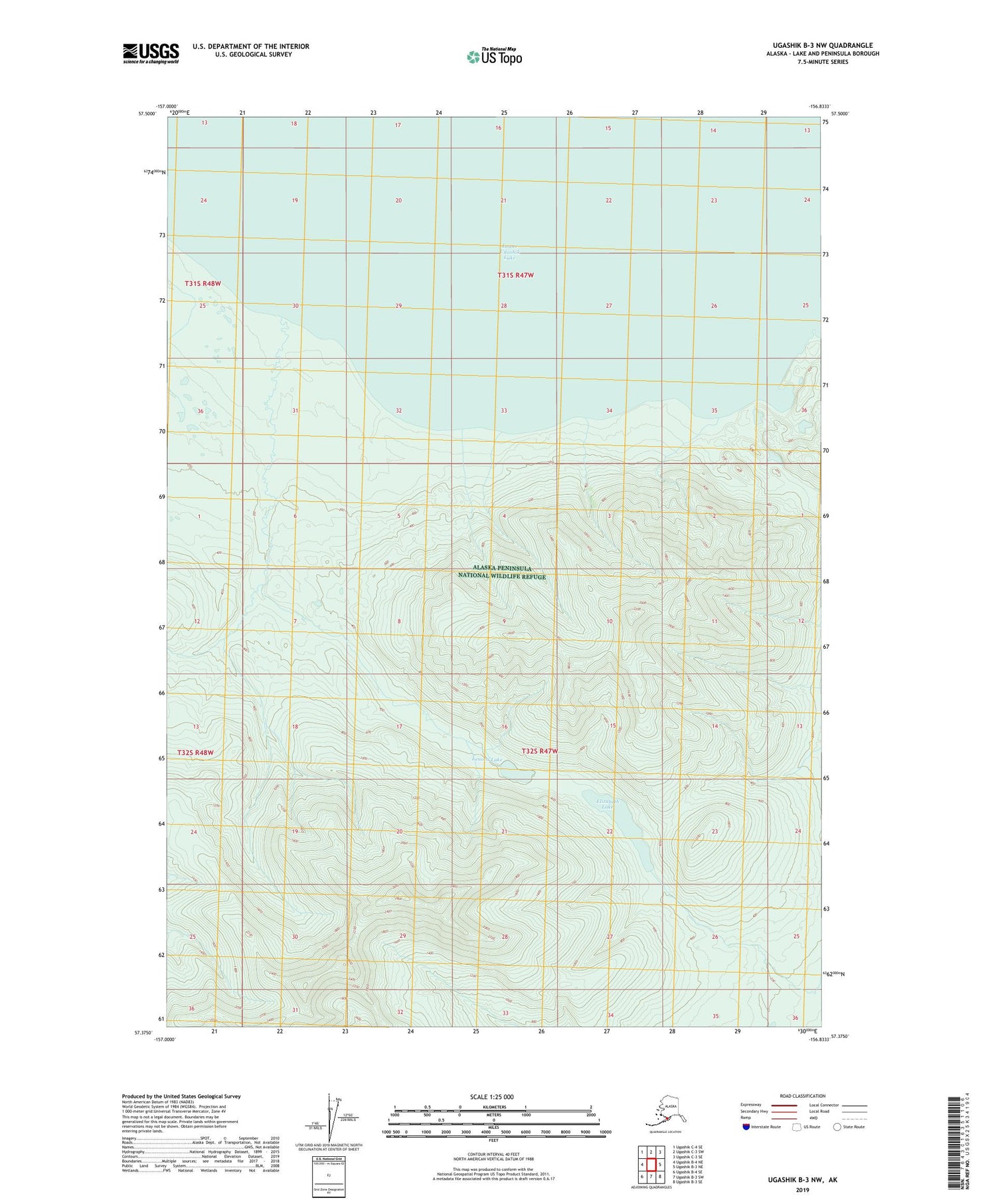 Ugashik B-3 NW Alaska US Topo Map Image