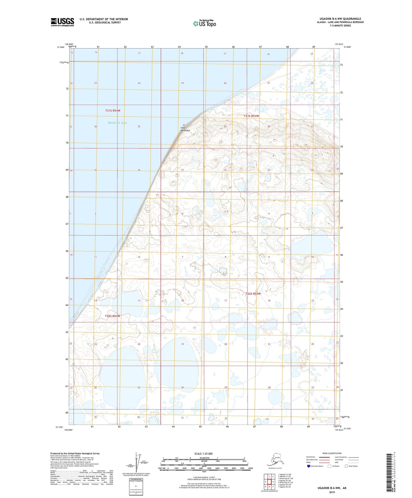 Ugashik B-6 NW Alaska US Topo Map Image
