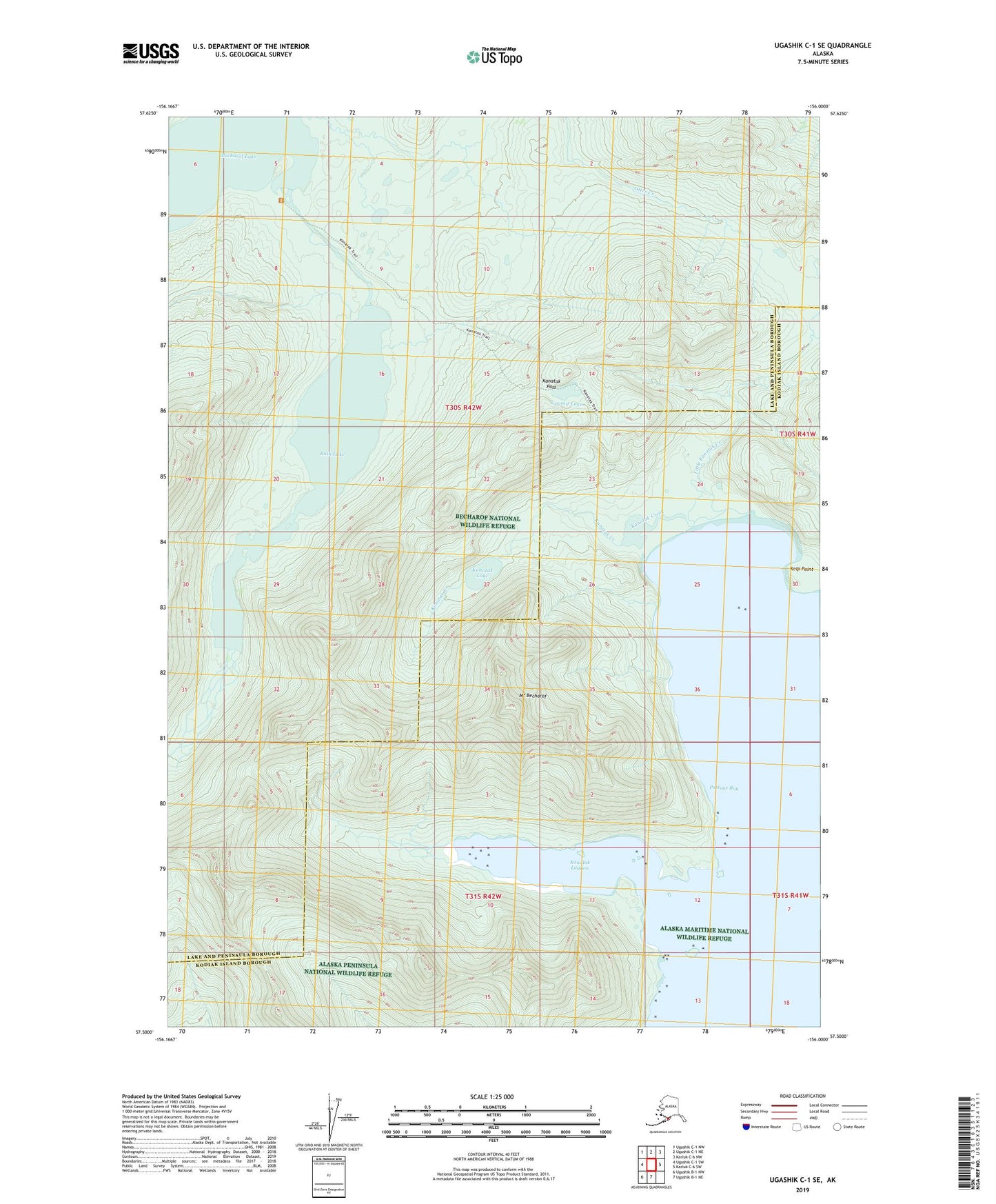 Ugashik C-1 SE Alaska US Topo Map Image