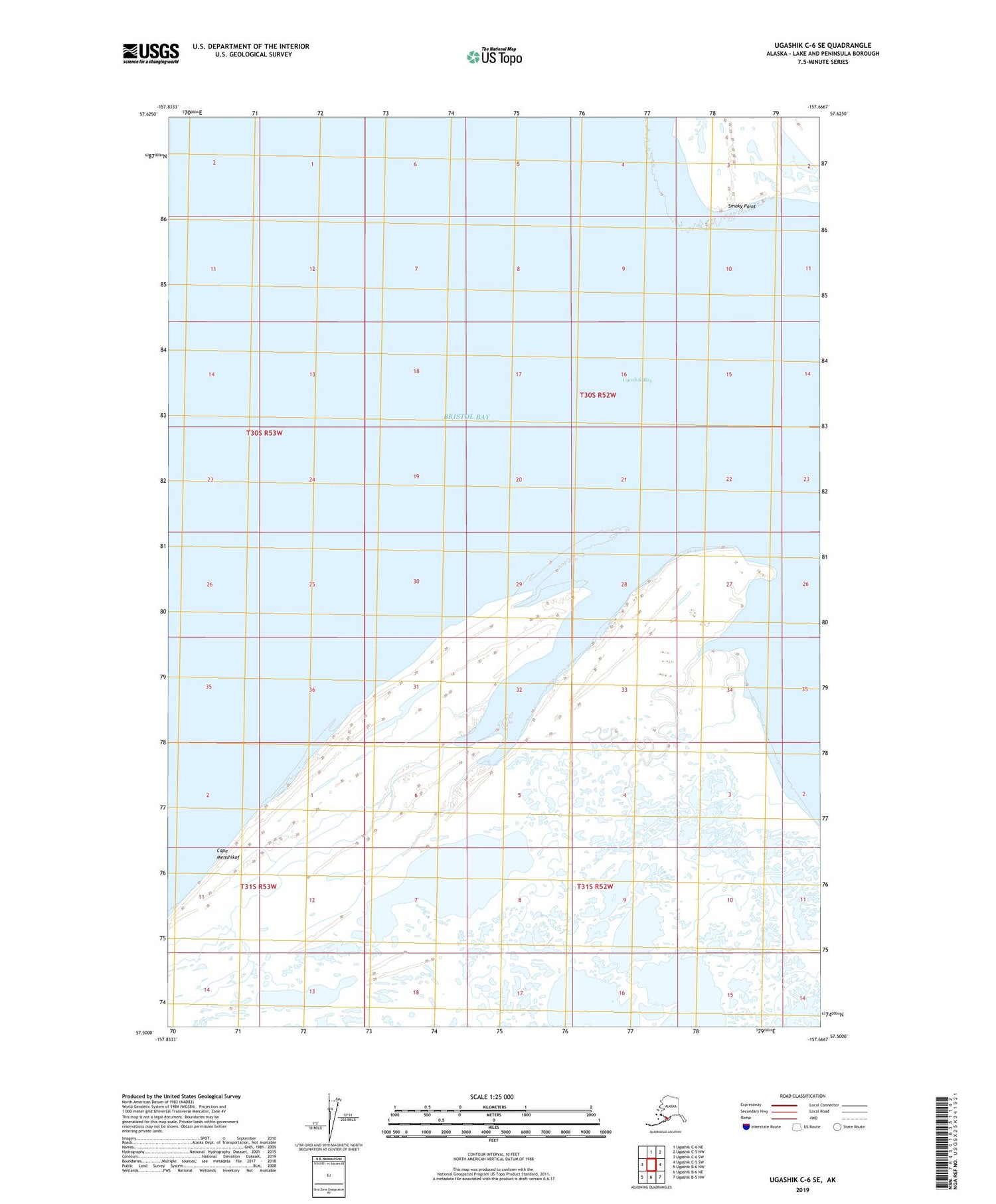 Ugashik C-6 SE Alaska US Topo Map Image