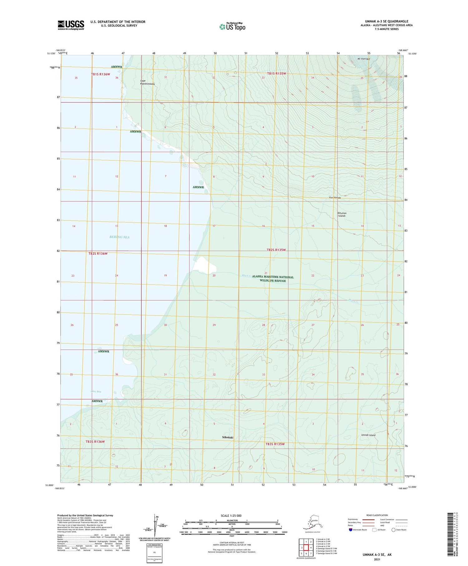 Umnak A-3 SE Alaska US Topo Map Image