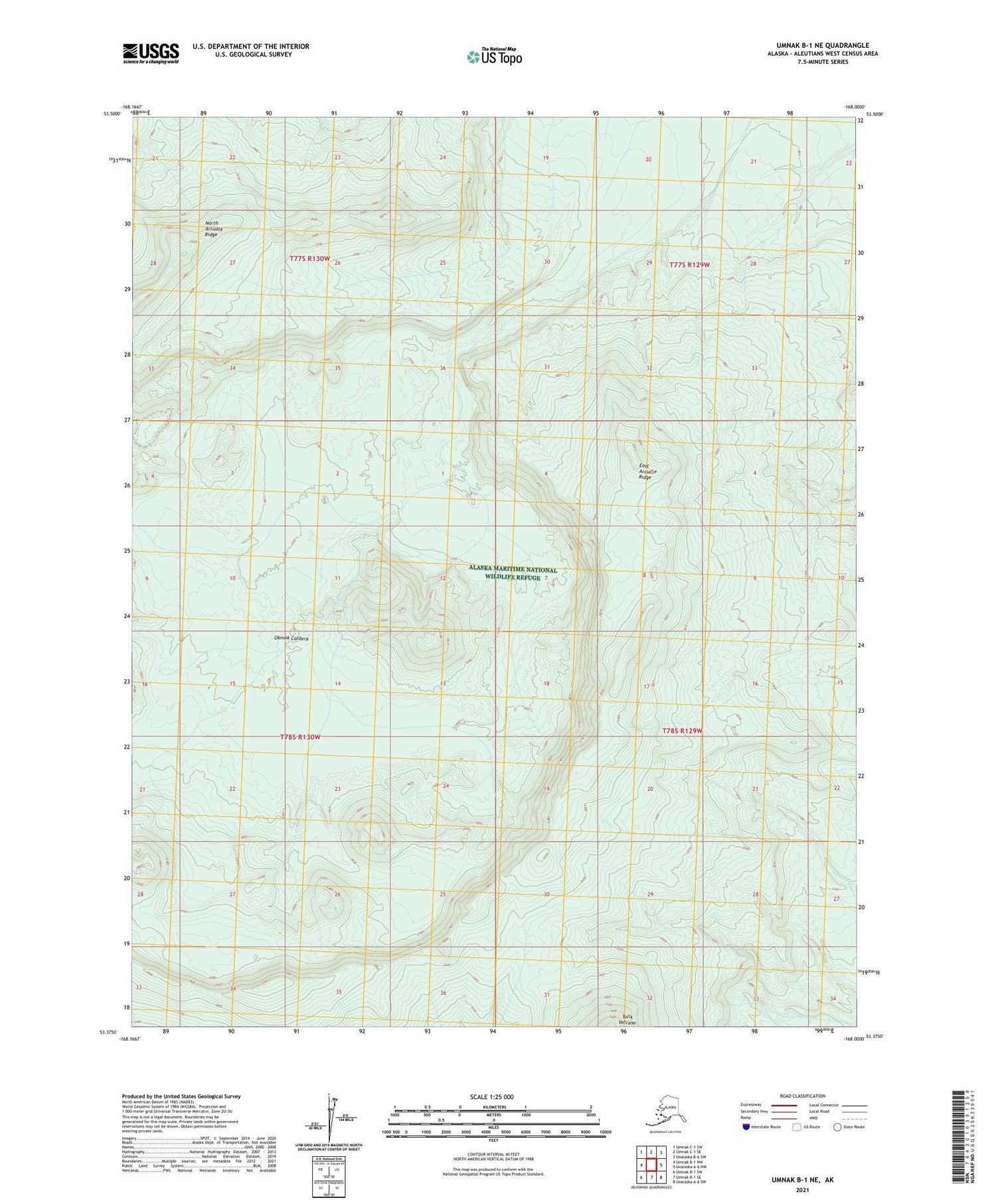 Umnak B-1 NE Alaska US Topo Map Image