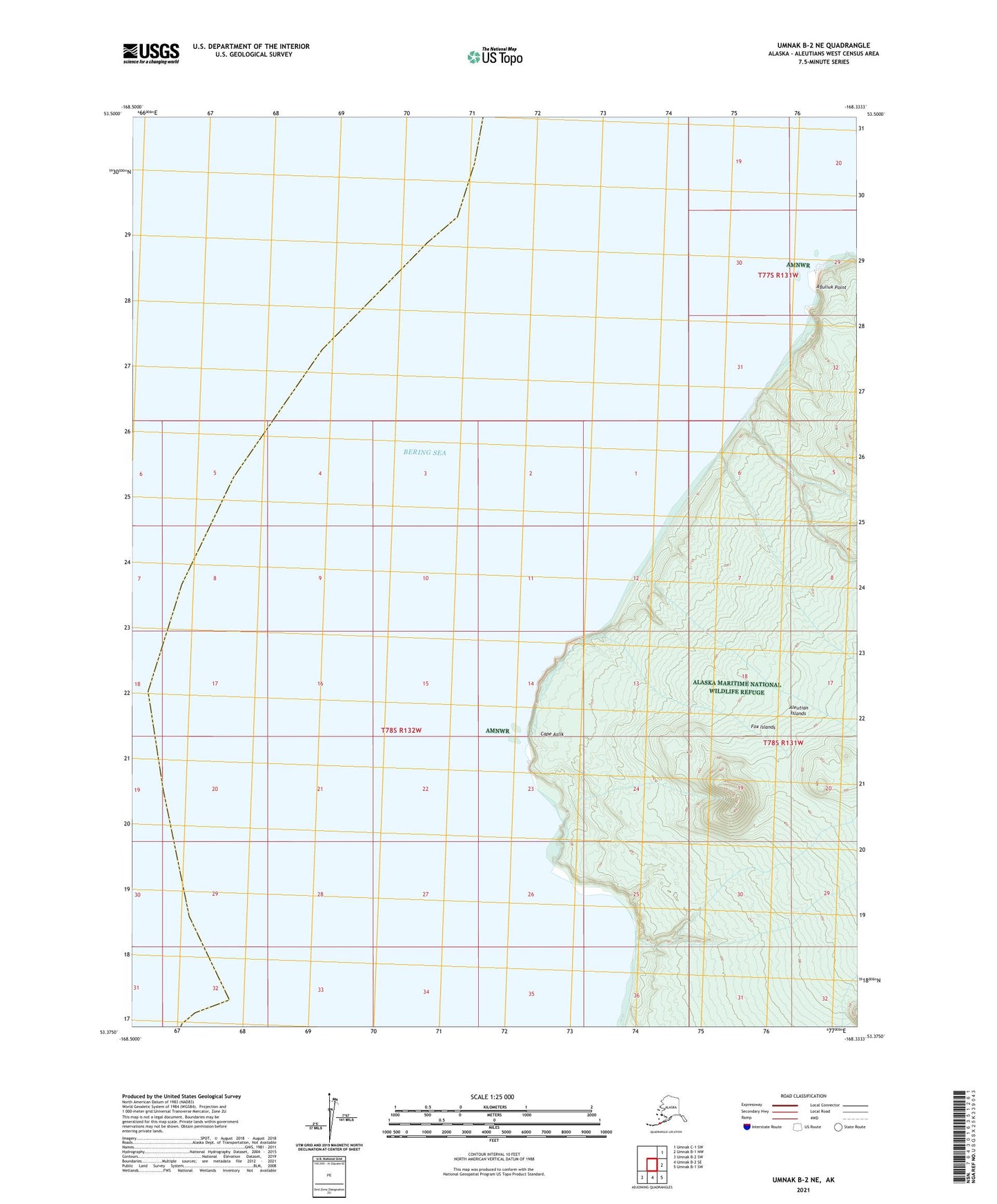 Umnak B-2 NE Alaska US Topo Map Image