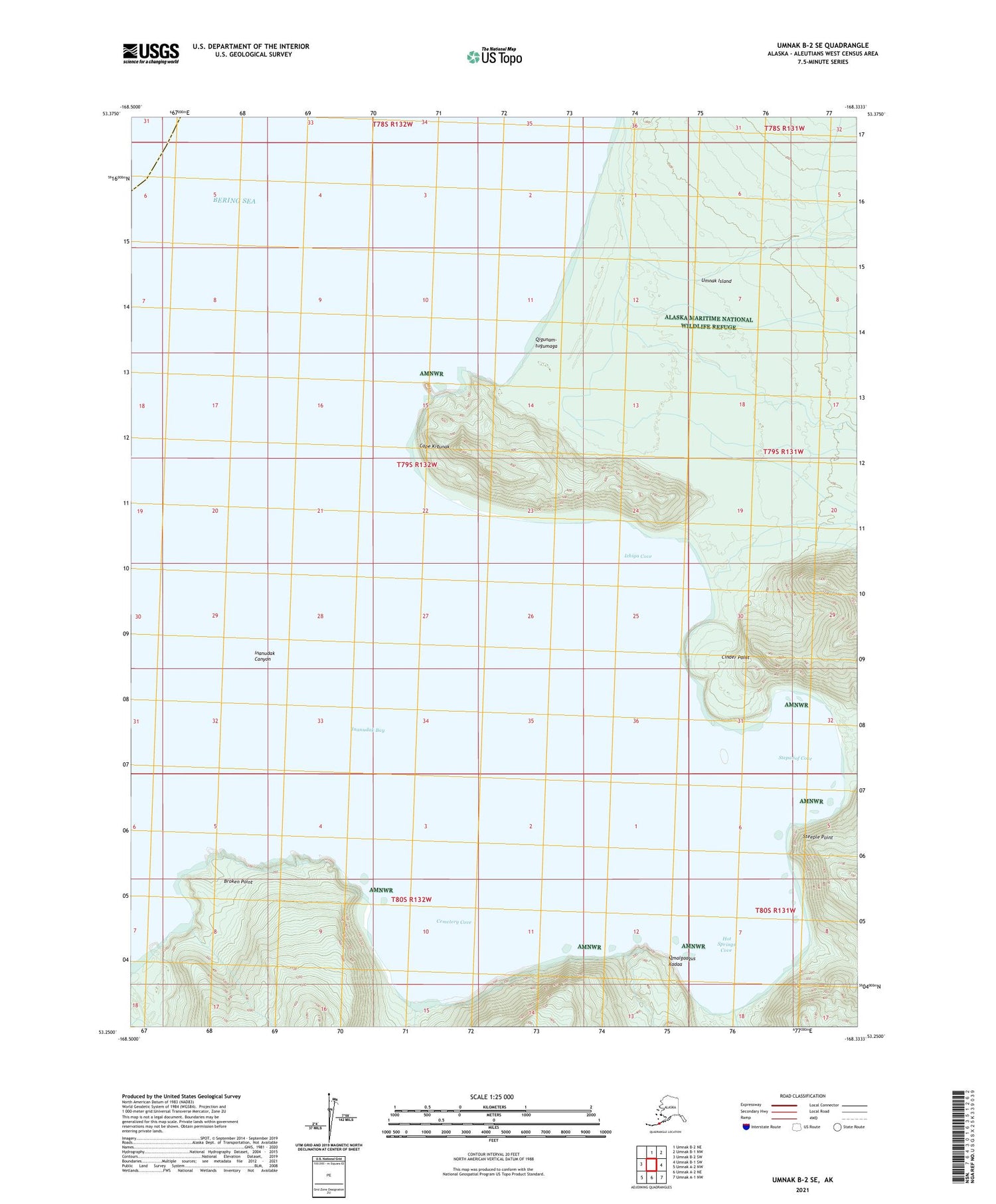 Umnak B-2 SE Alaska US Topo Map Image