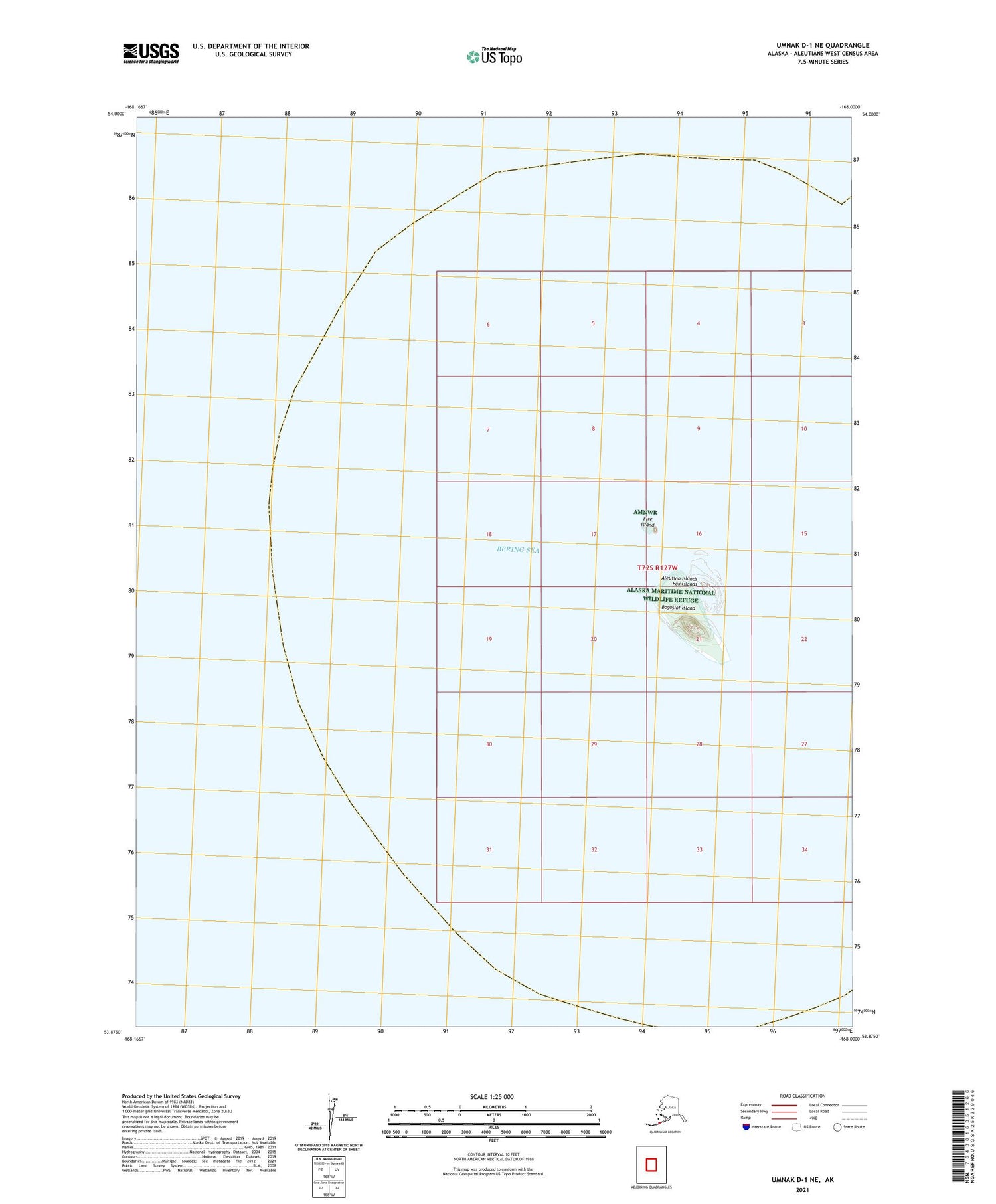 Umnak D-1 NE Alaska US Topo Map Image