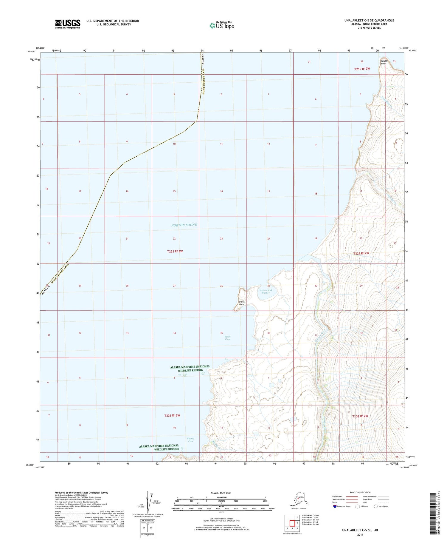 Unalakleet C-5 SE Alaska US Topo Map Image