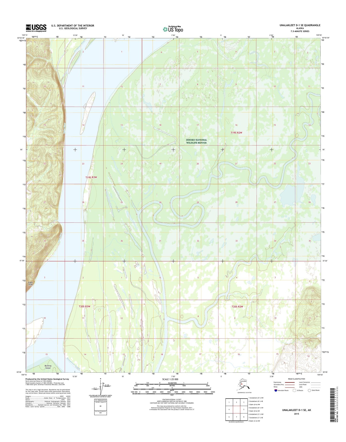 Unalakleet D-1 SE Alaska US Topo Map Image