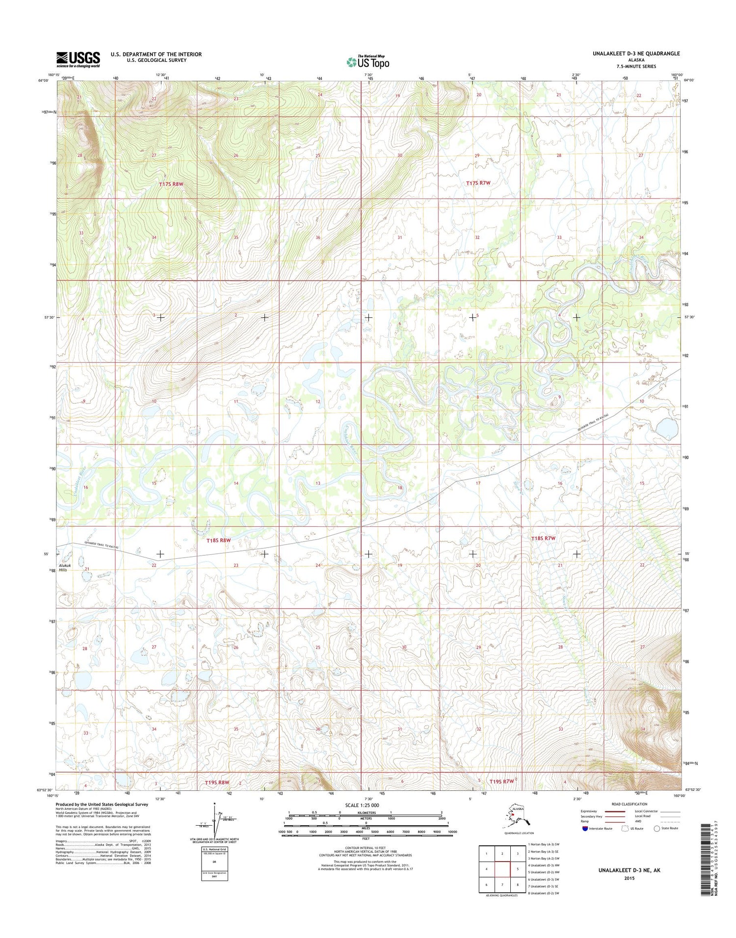 Unalakleet D-3 NE Alaska US Topo Map Image