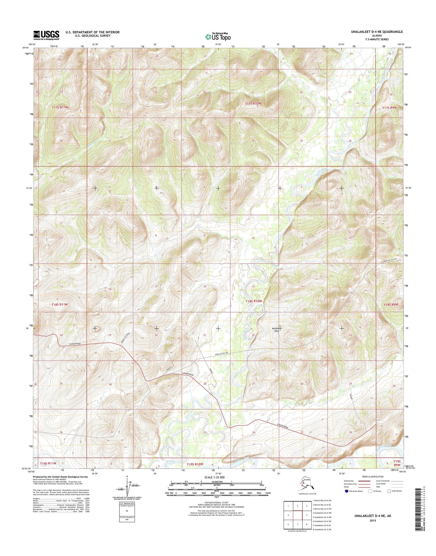 Unalakleet D-4 NE Alaska US Topo Map Image