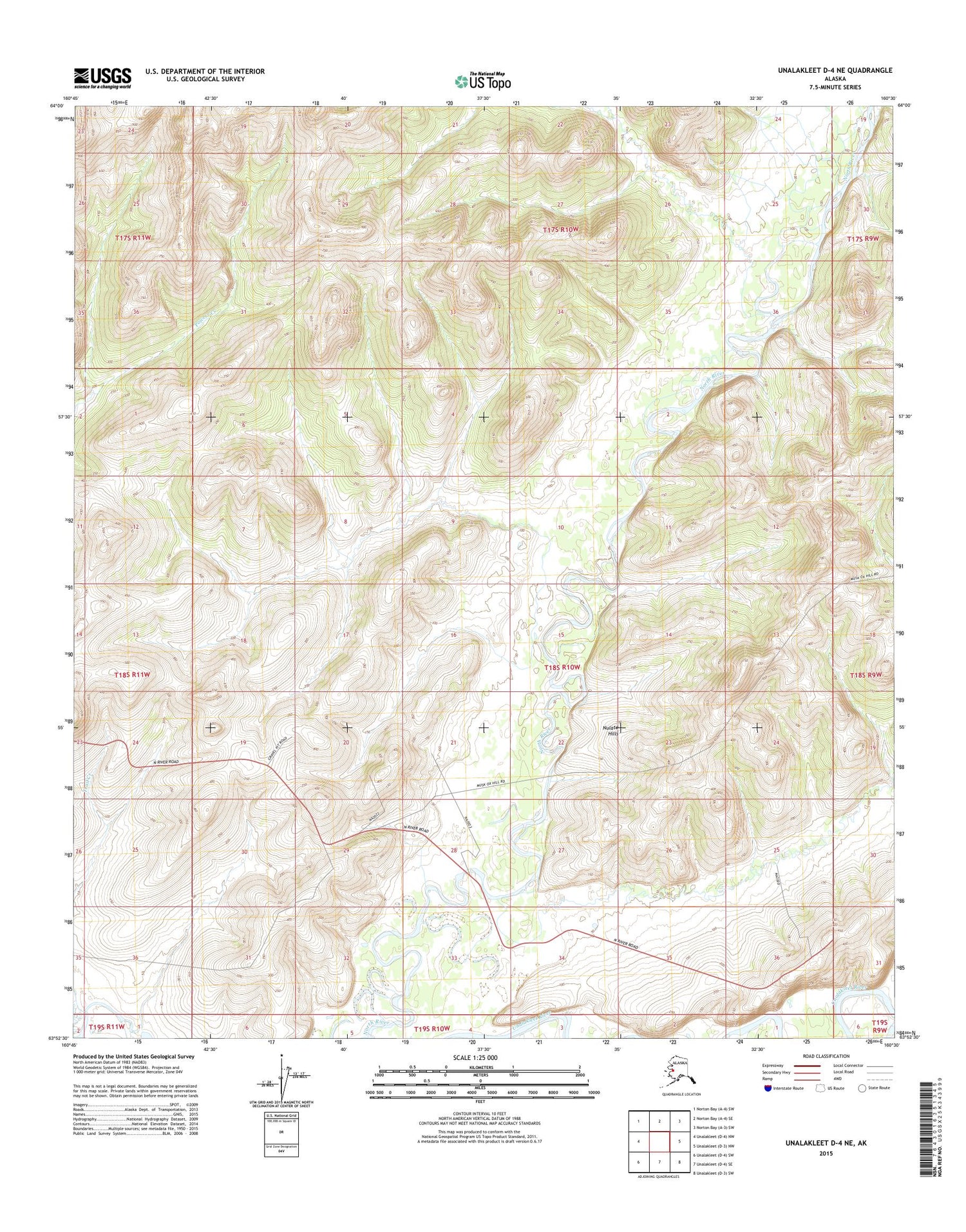 Unalakleet D-4 NE Alaska US Topo Map Image