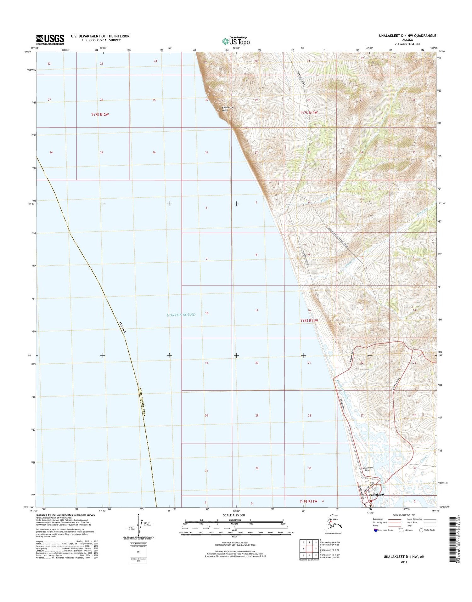 Unalakleet D-4 NW Alaska US Topo Map Image
