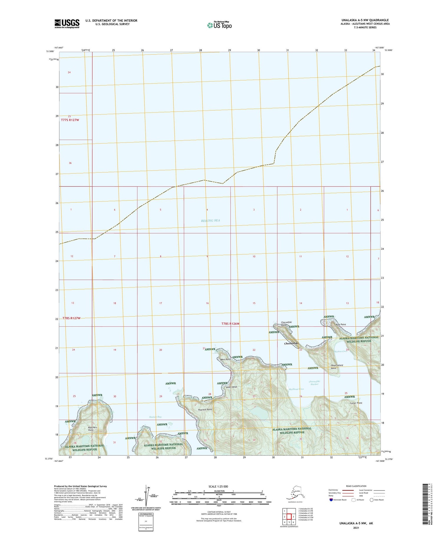 Unalaska A-5 NW Alaska US Topo Map Image