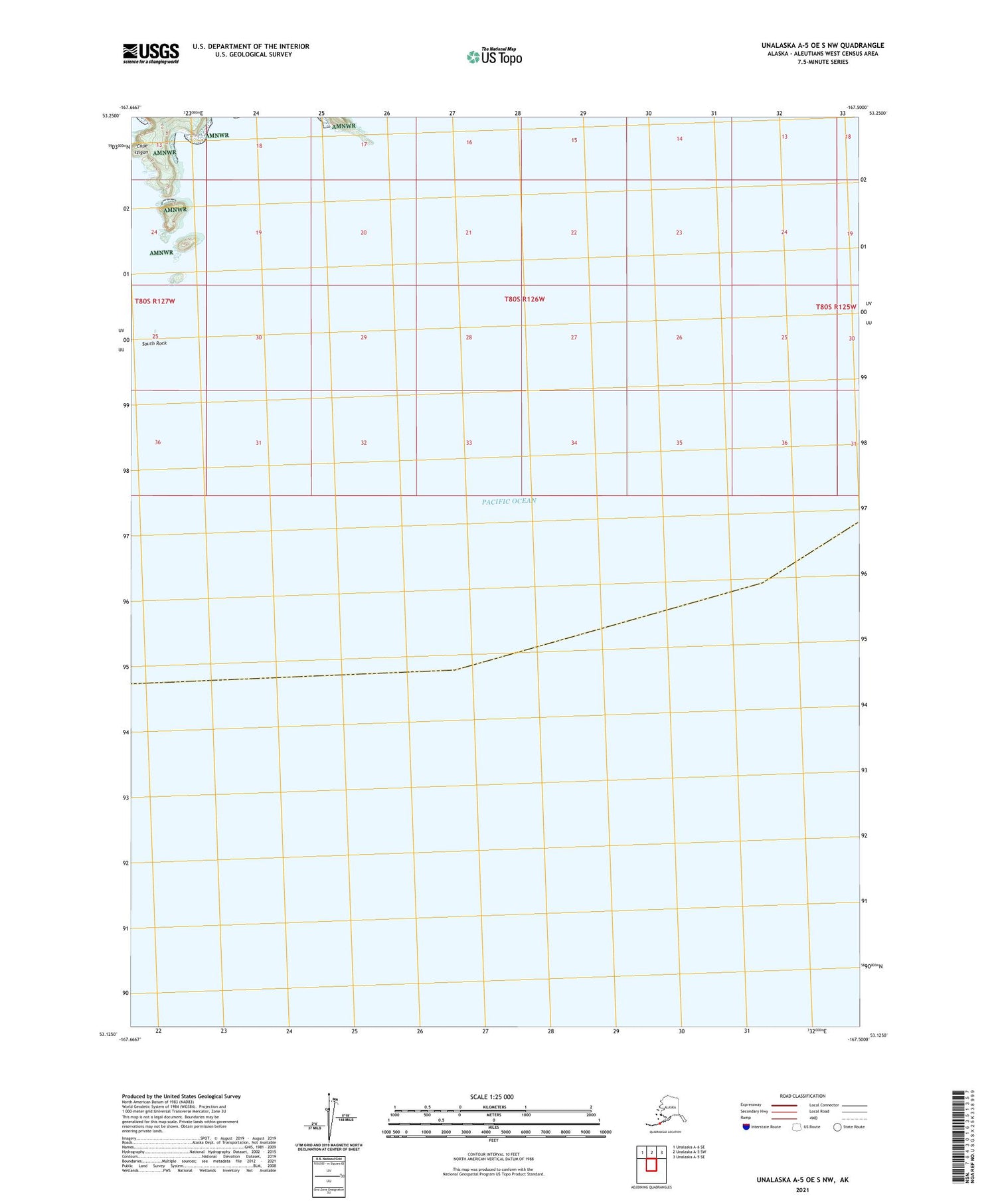Unalaska A-5 OE S NW Alaska US Topo Map Image