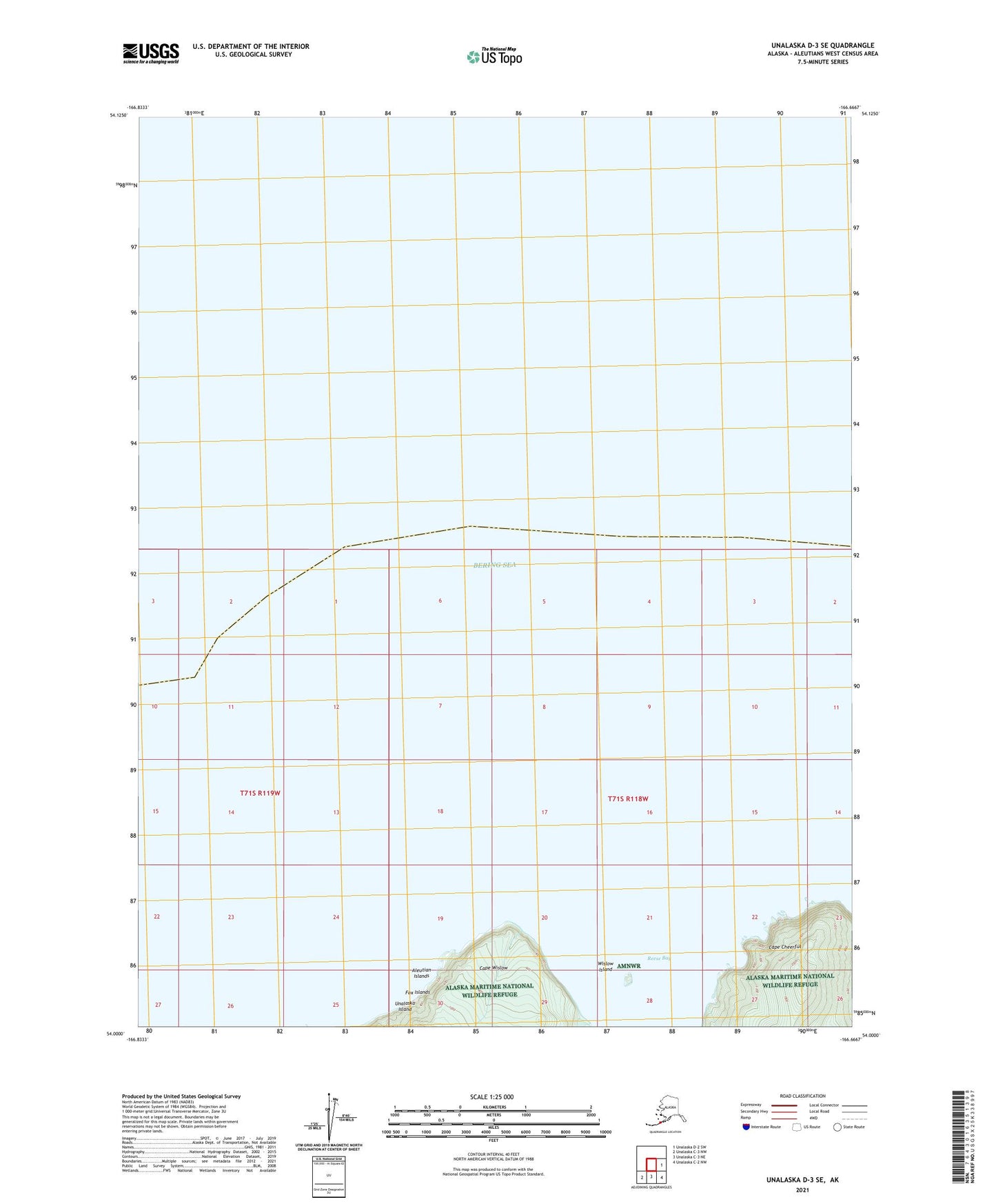 Unalaska D-3 SE Alaska US Topo Map Image