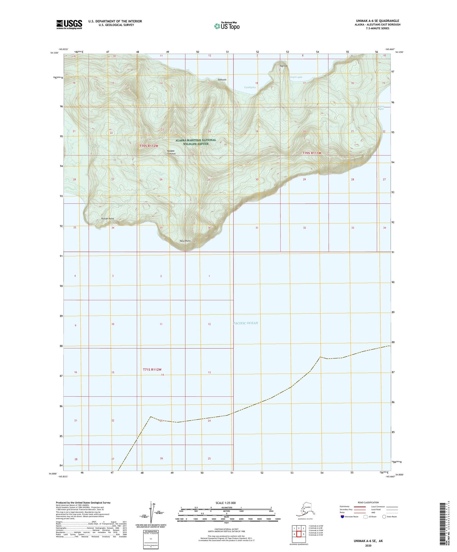 Unimak A-6 SE Alaska US Topo Map Image