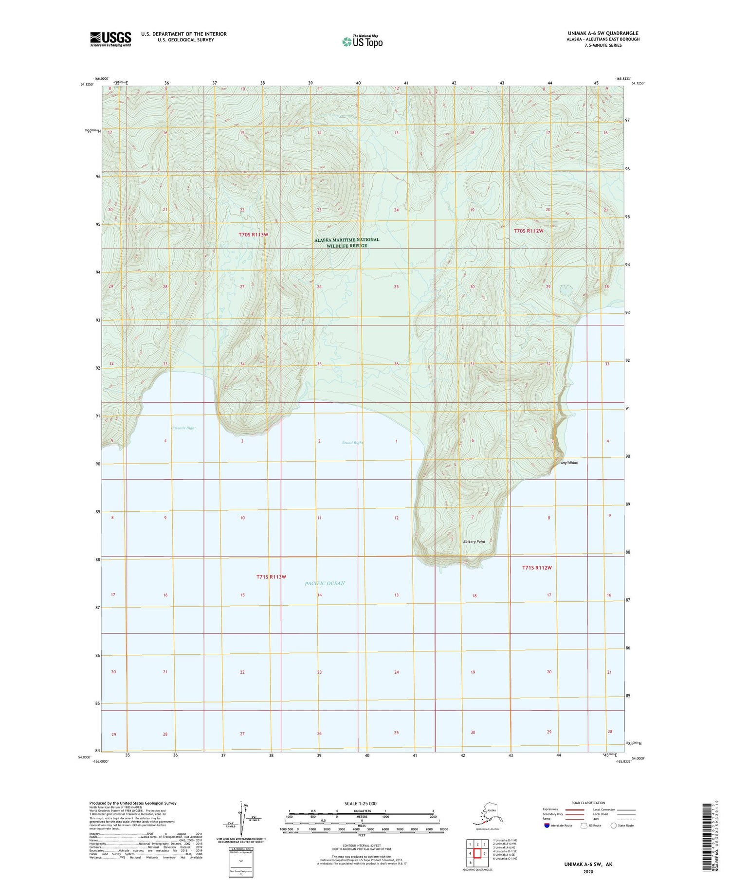Unimak A-6 SW Alaska US Topo Map Image