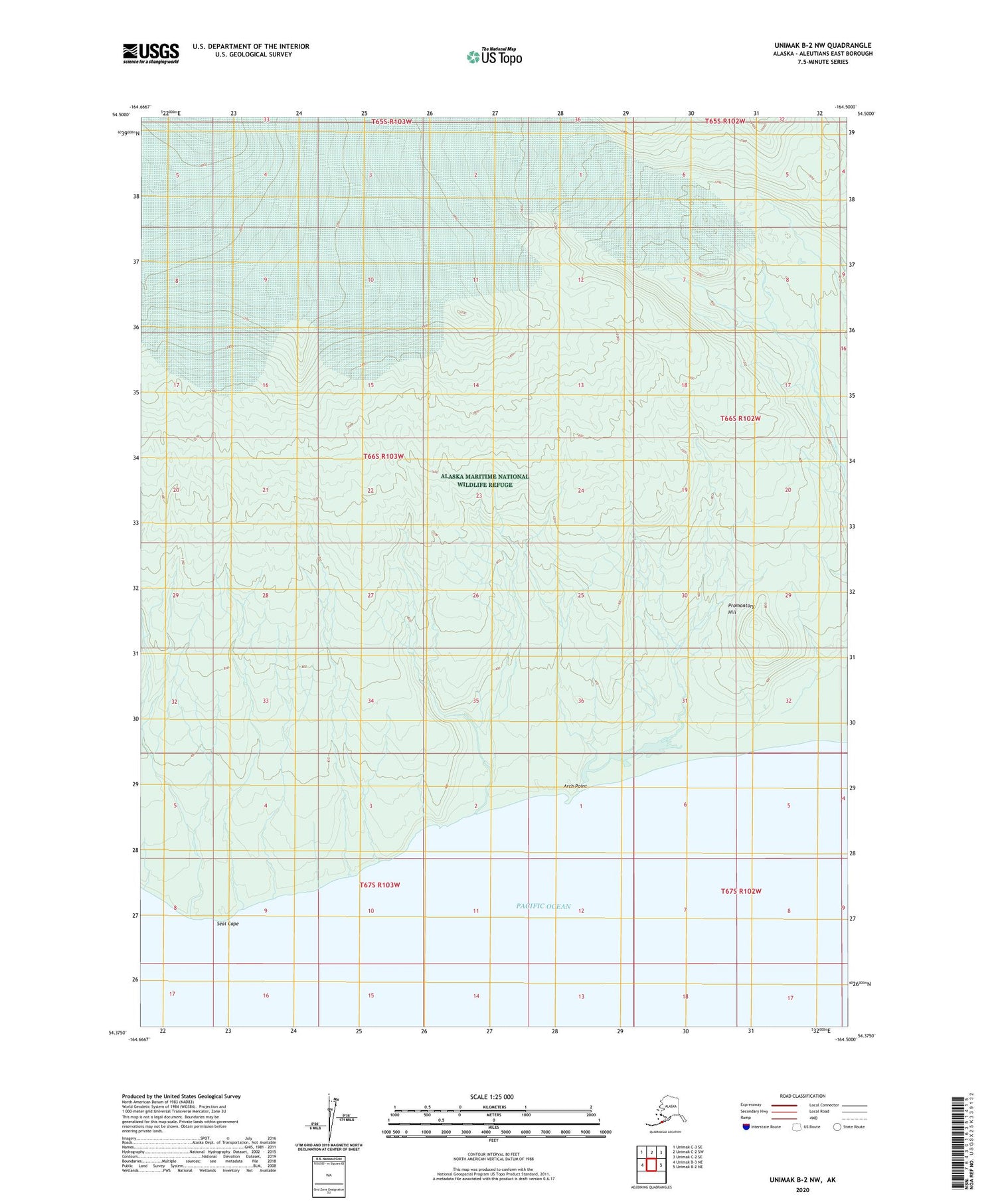 Unimak B-2 NW Alaska US Topo Map Image