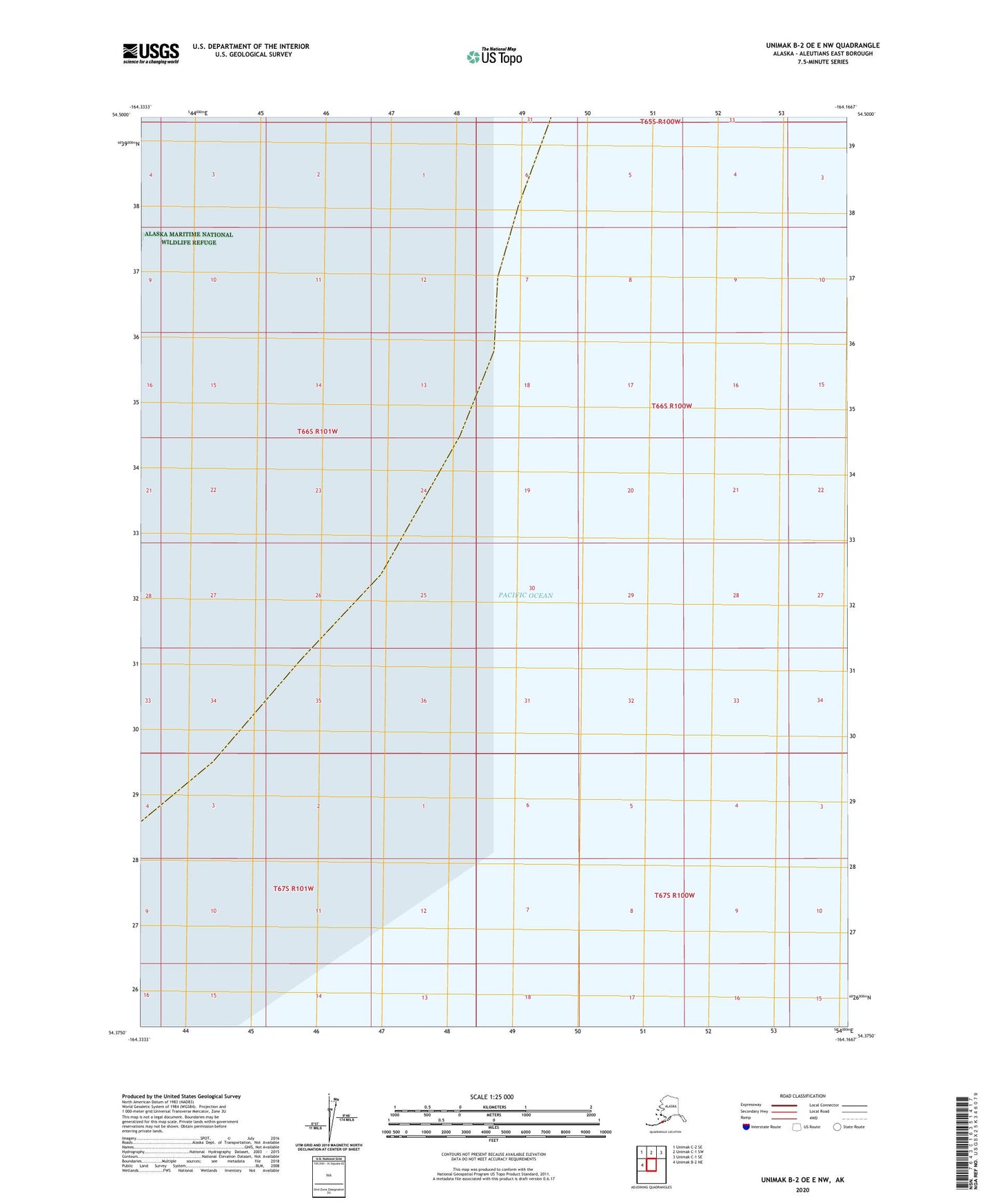 Unimak B-2 OE E NW Alaska US Topo Map Image