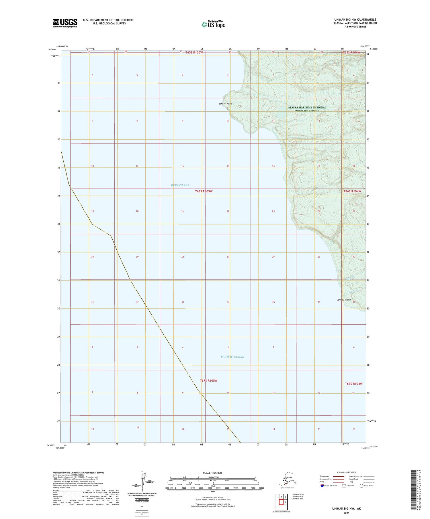 Unimak B-3 NW Alaska US Topo Map Image