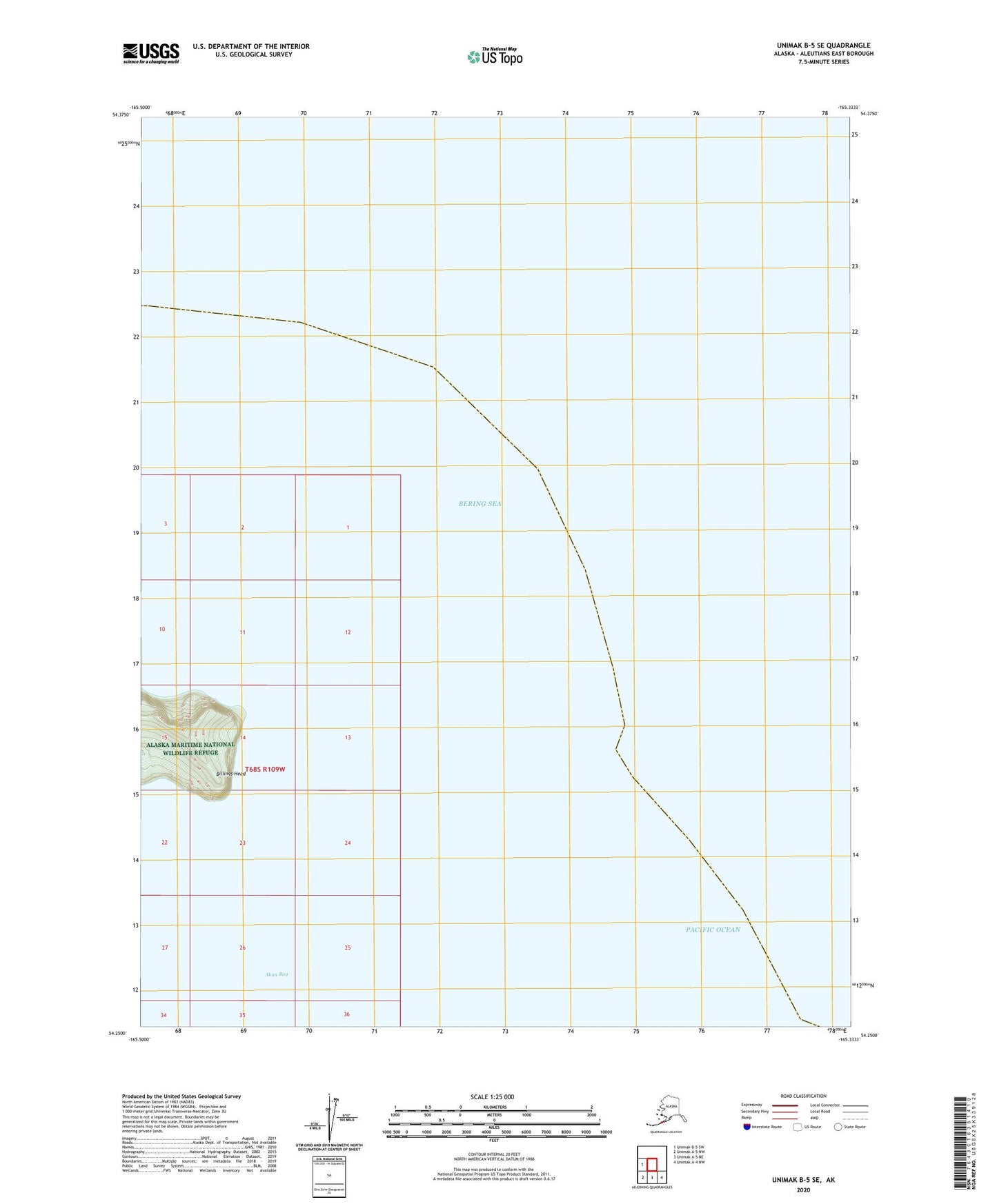 Unimak B-5 SE Alaska US Topo Map Image