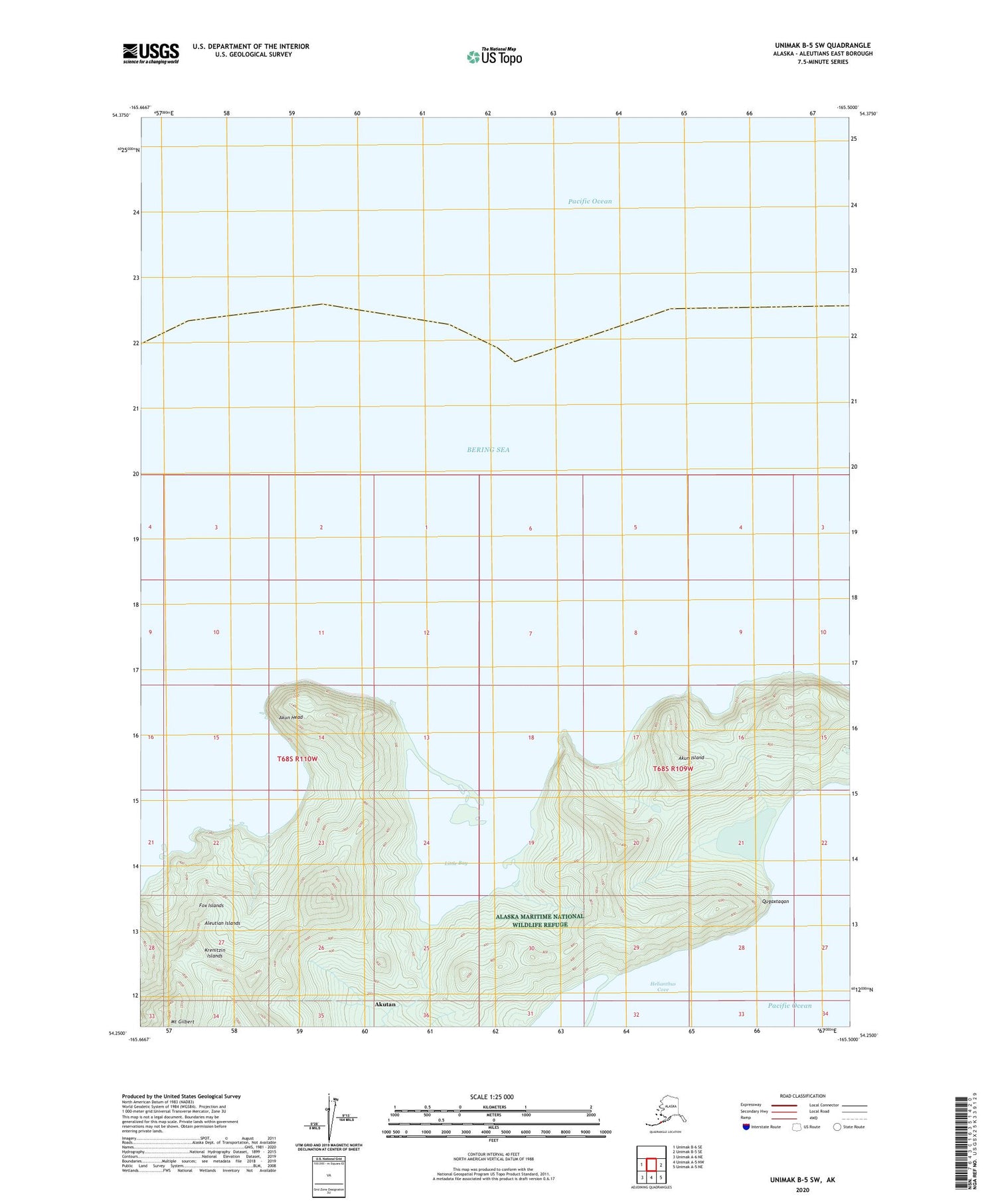 Unimak B-5 SW Alaska US Topo Map Image