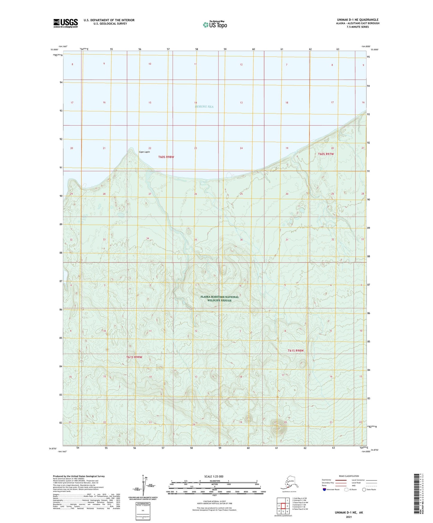 Unimak D-1 NE Alaska US Topo Map Image