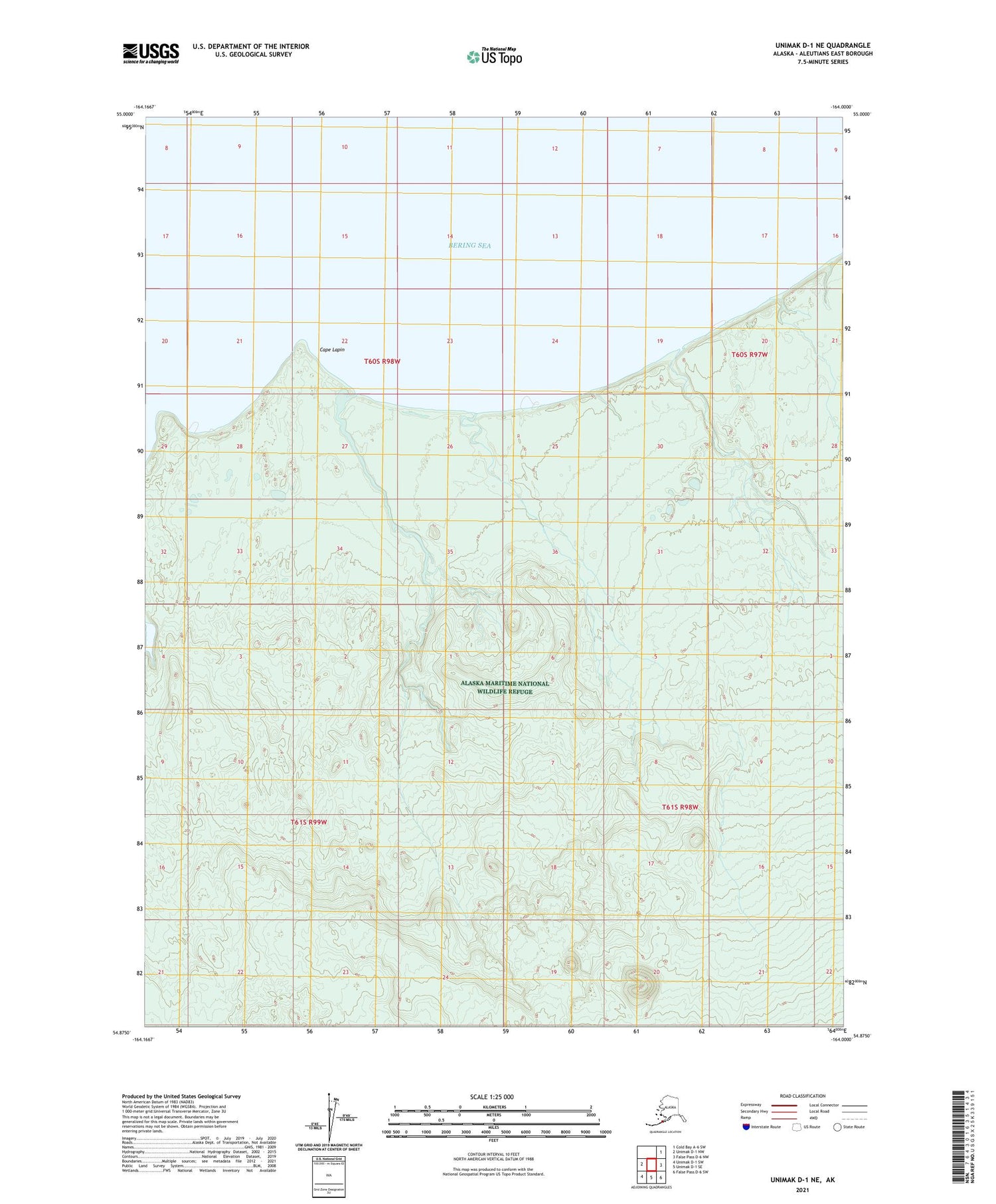 Unimak D-1 NE Alaska US Topo Map Image