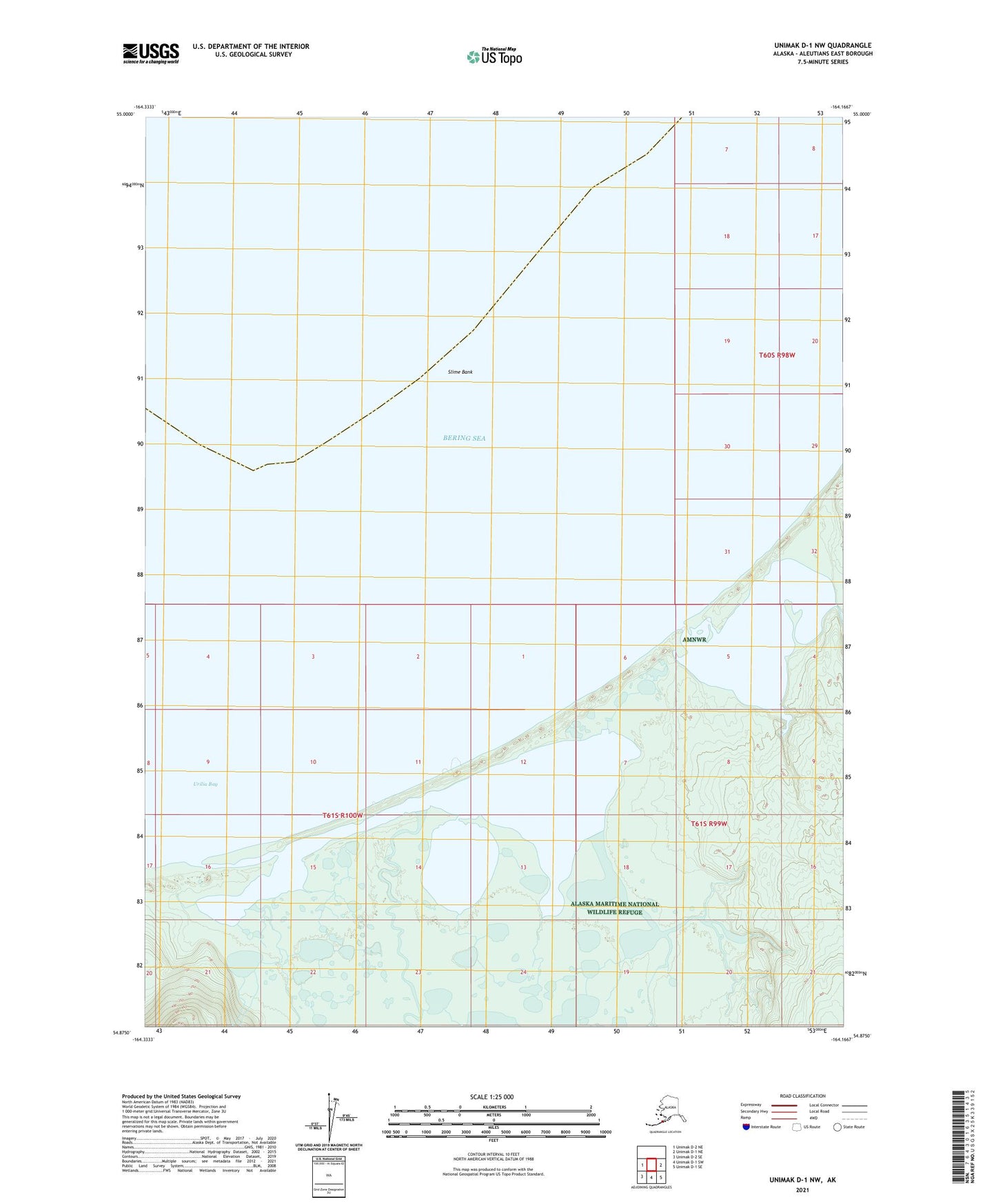 Unimak D-1 NW Alaska US Topo Map Image