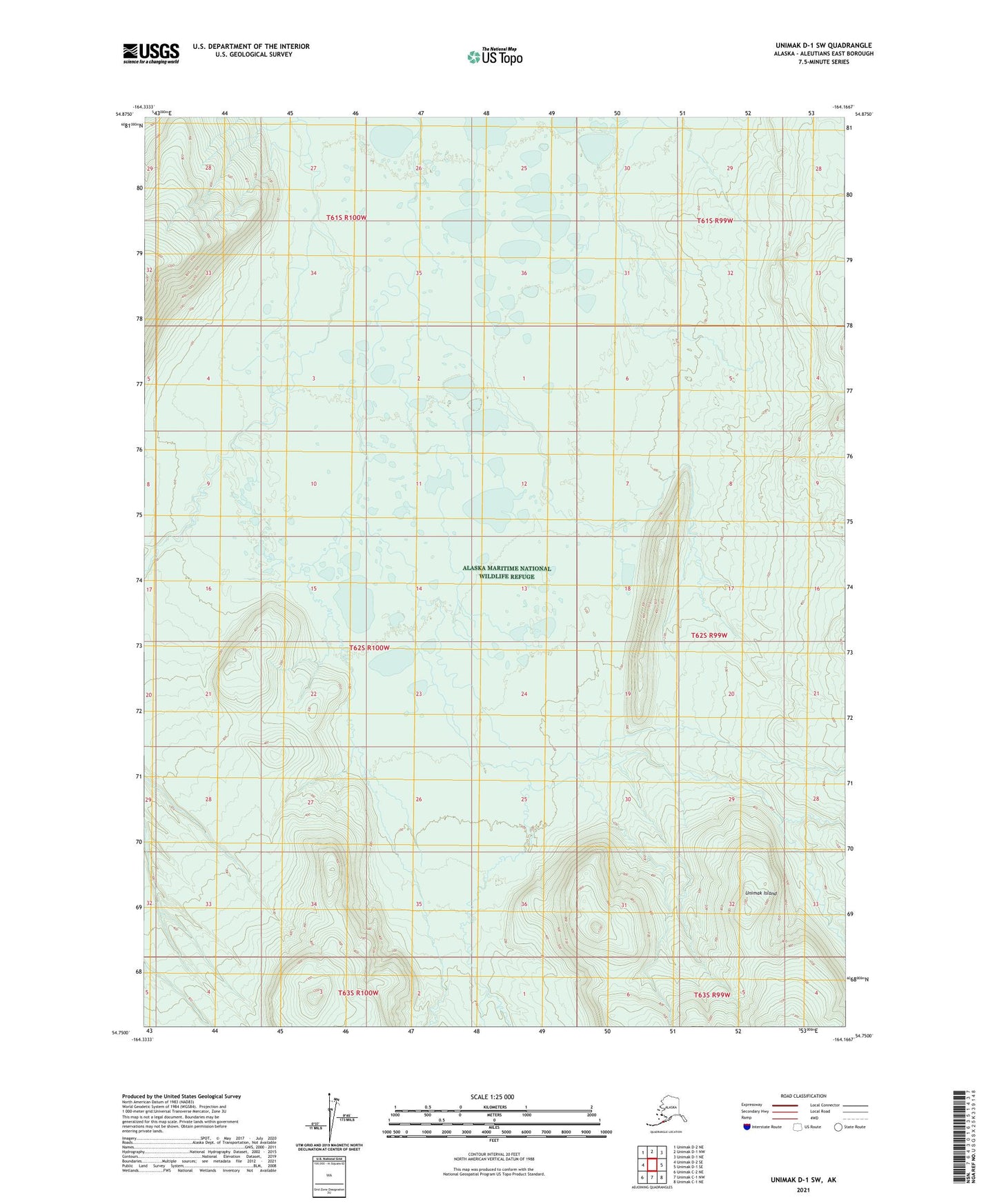 Unimak D-1 SW Alaska US Topo Map Image