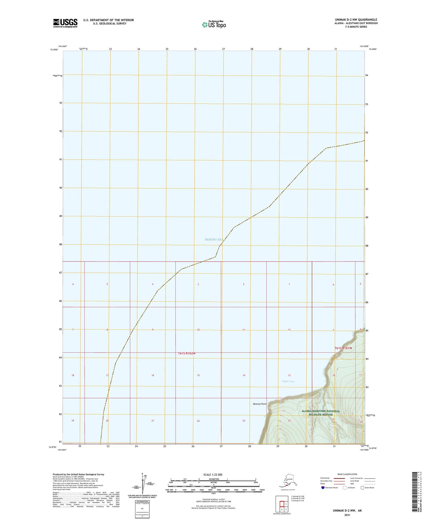 Unimak D-2 NW Alaska US Topo Map Image