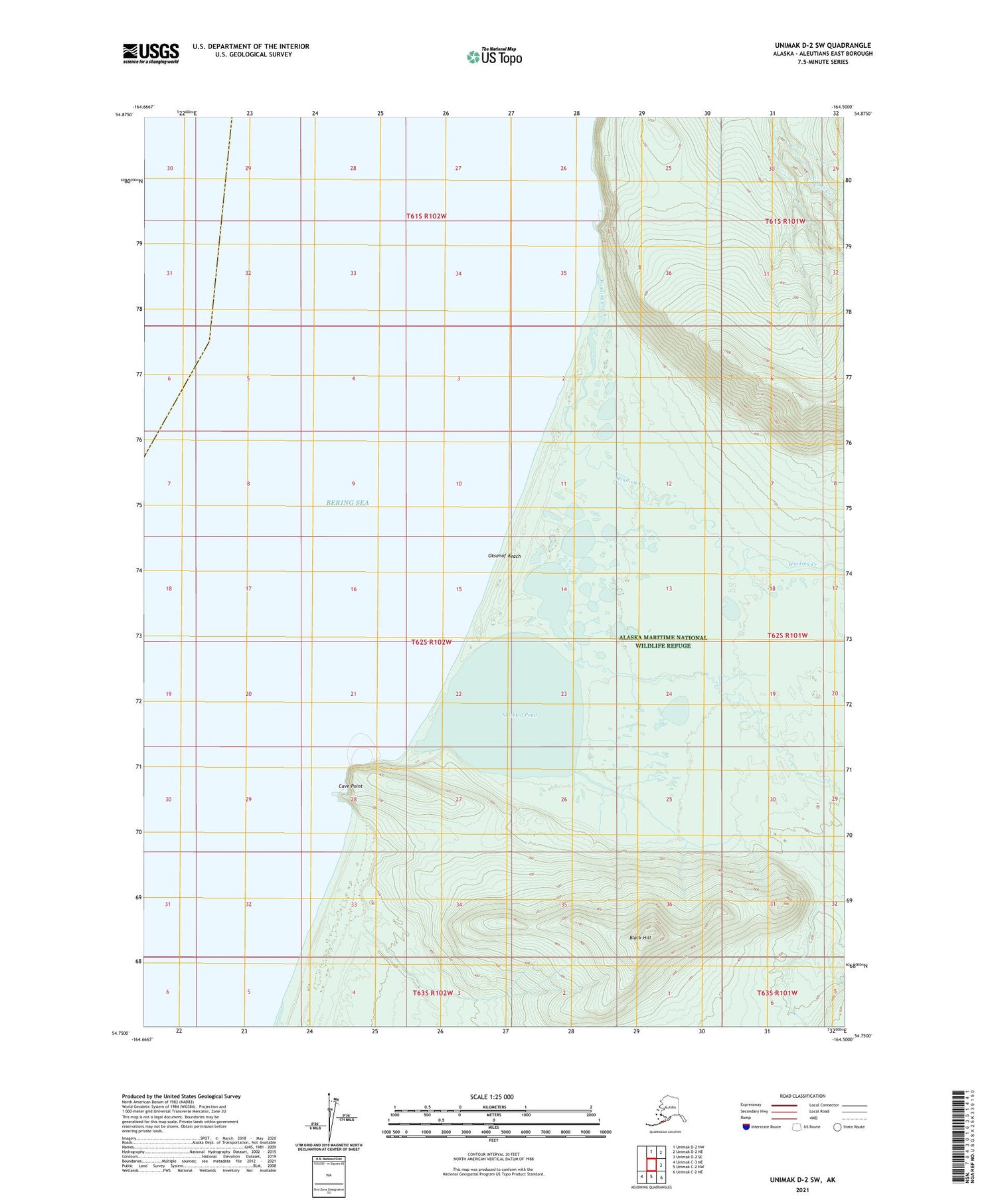 Unimak D-2 SW Alaska US Topo Map Image