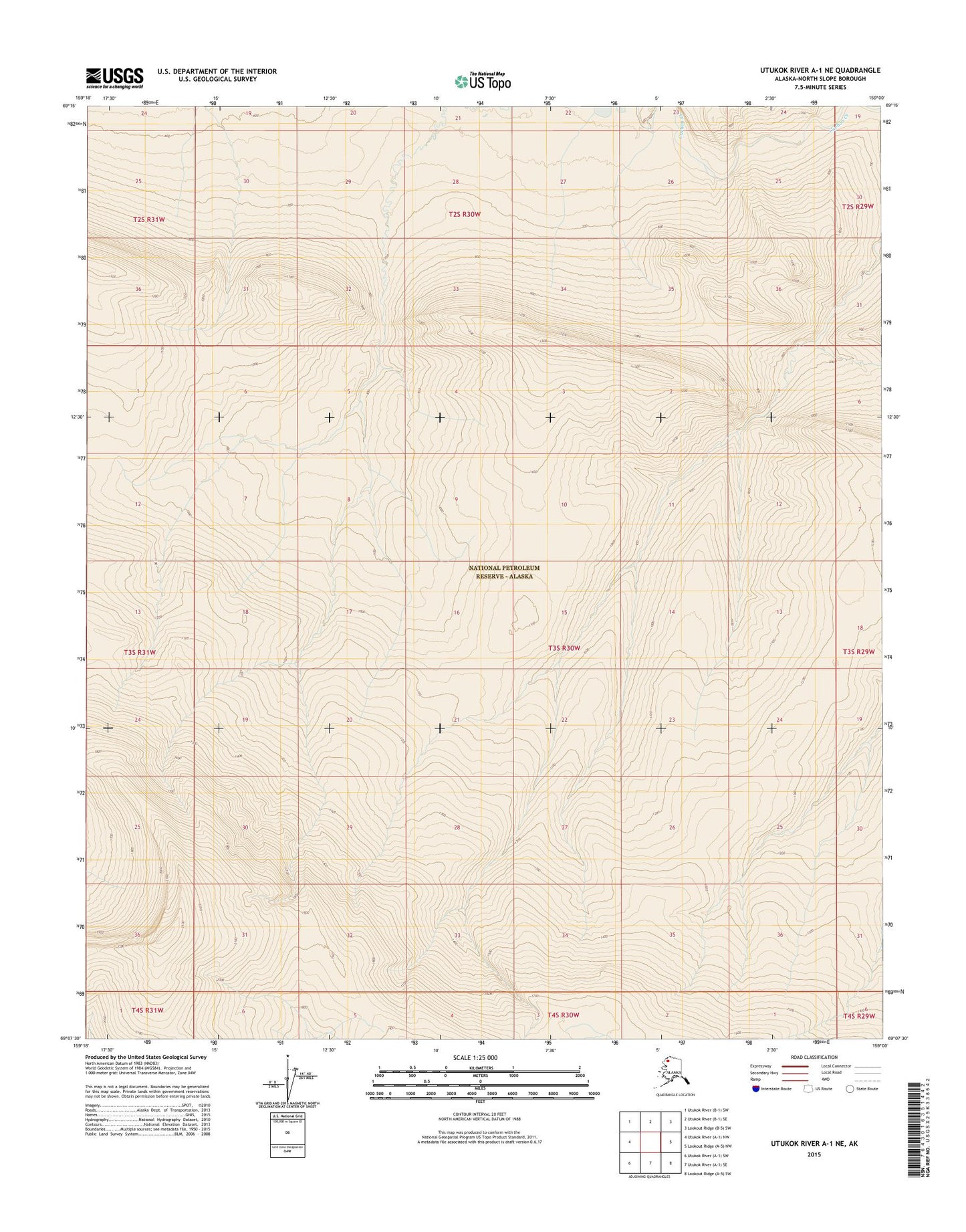 Utukok River A-1 NE Alaska US Topo Map Image