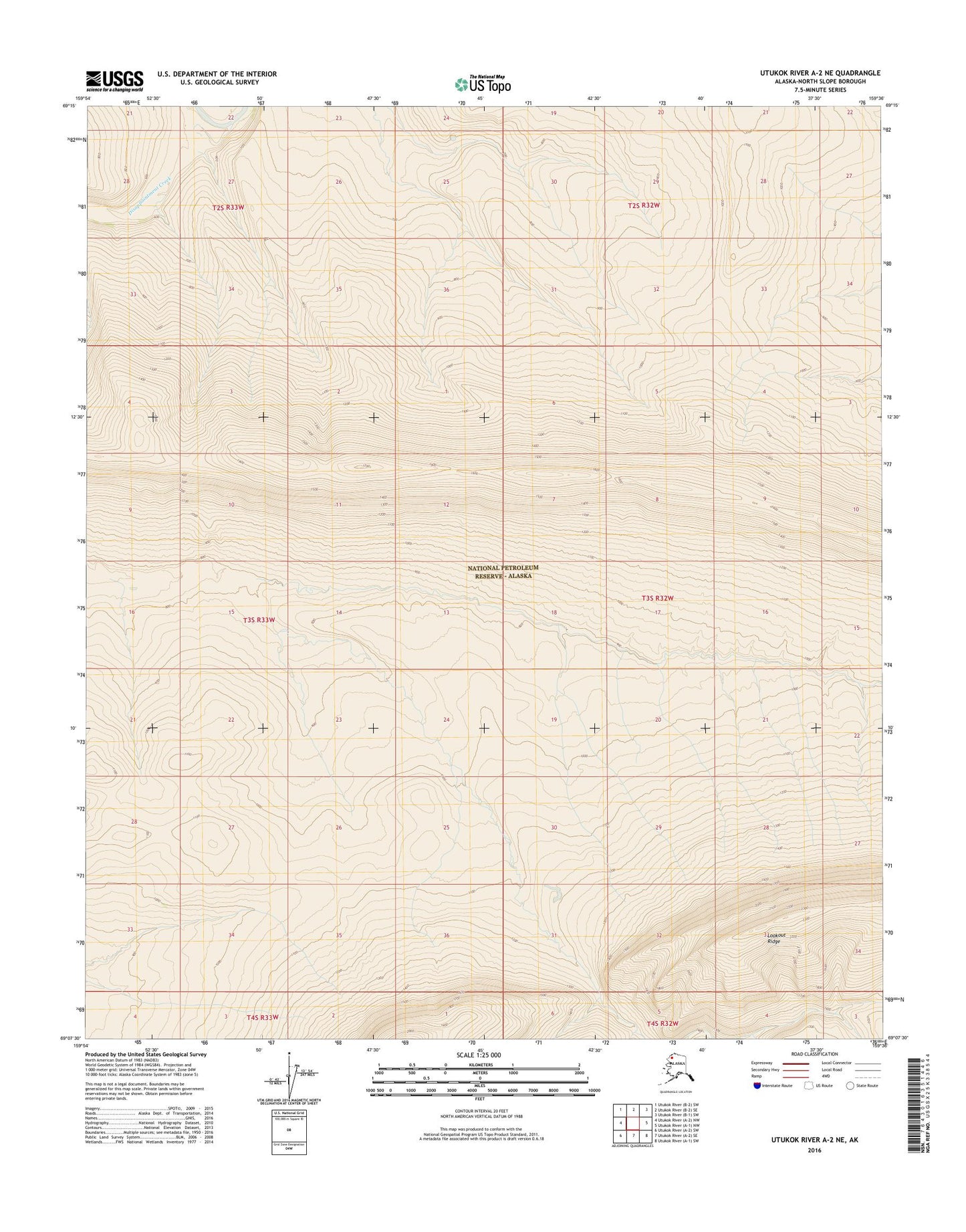 Utukok River A-2 NE Alaska US Topo Map Image