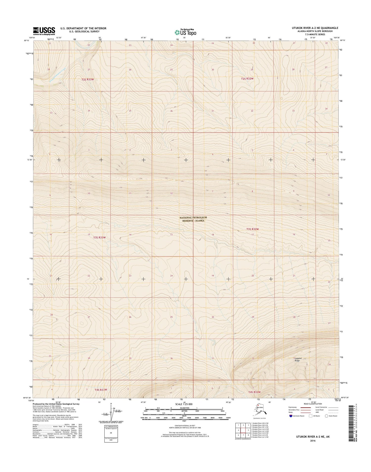Utukok River A-2 NE Alaska US Topo Map Image